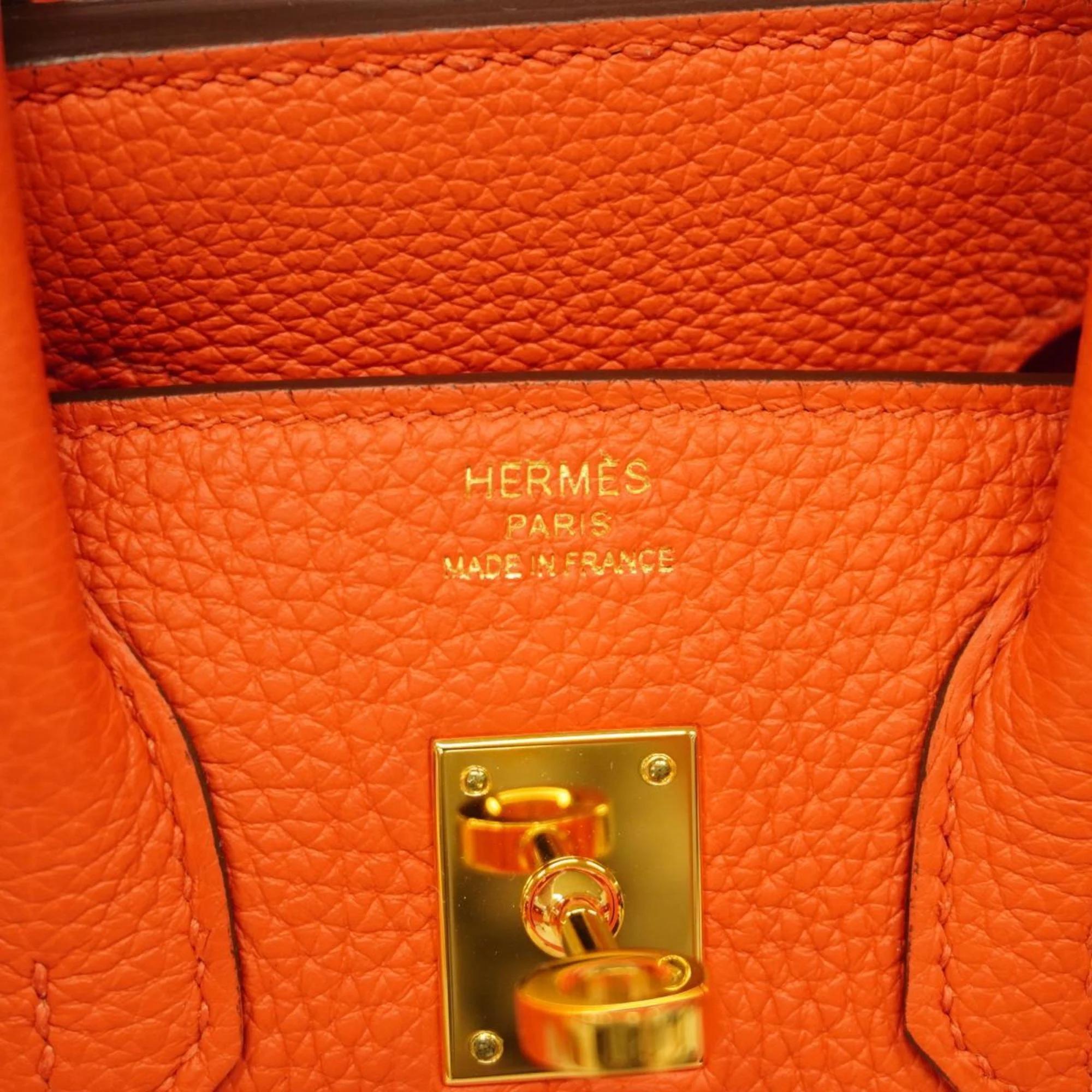 Hermes Rouge Tomato Togo Leather Birkin 25 Tote Bag