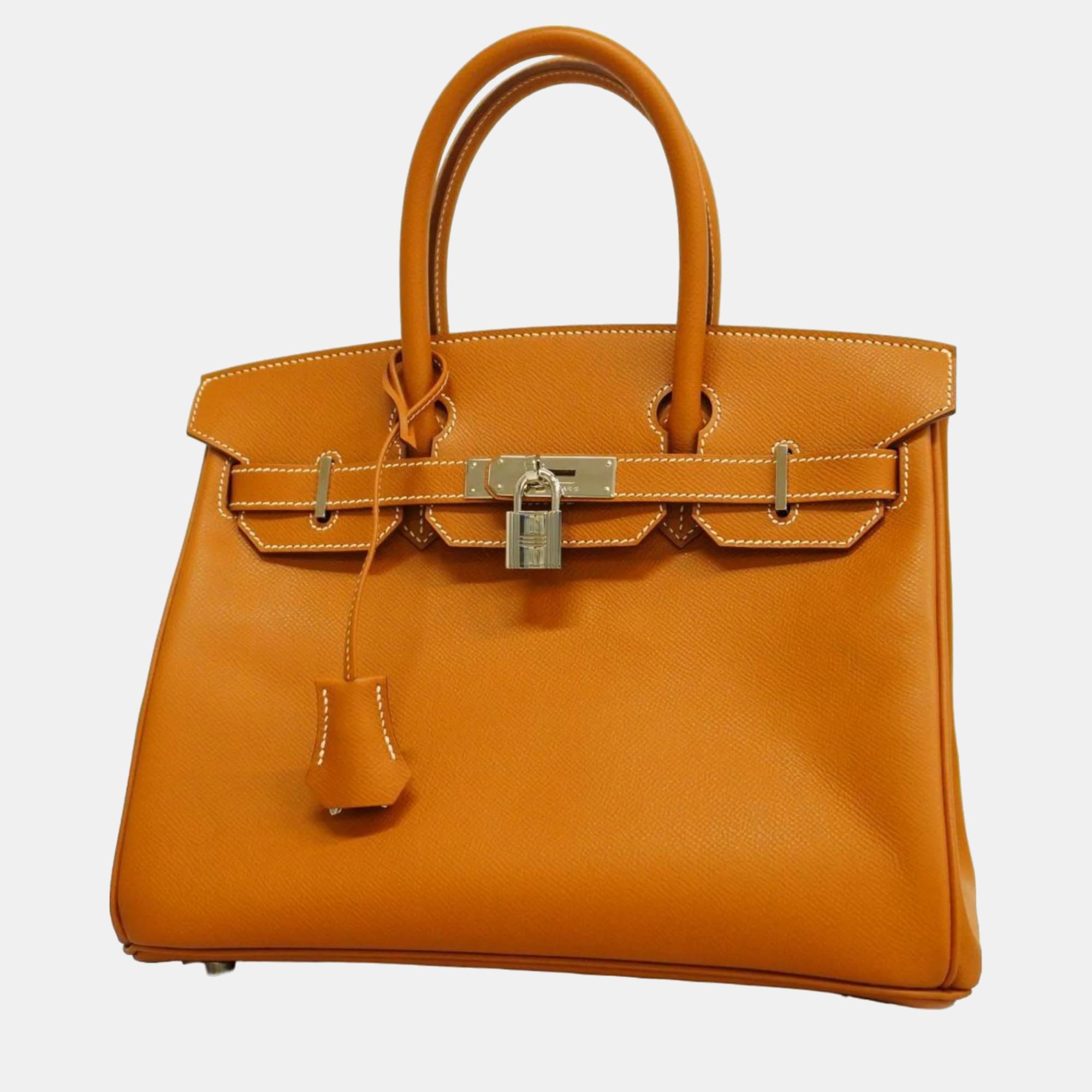 Hermes gold epsom leather birkin 30 tote bag
