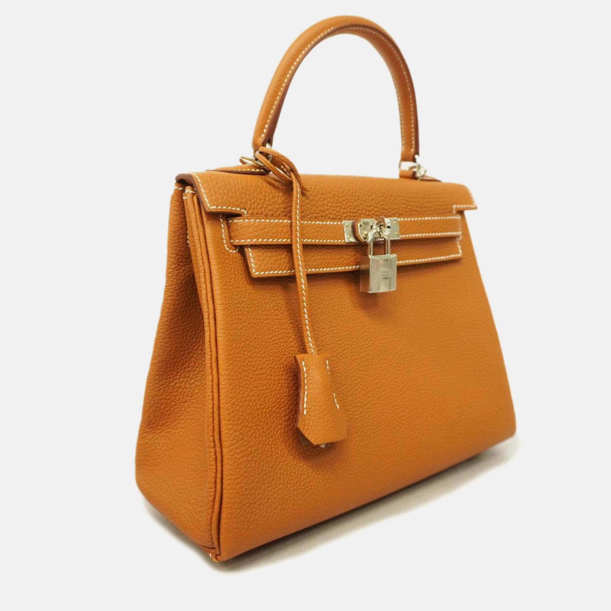 Hermes Gold Togo Kelly Stamp Handbag