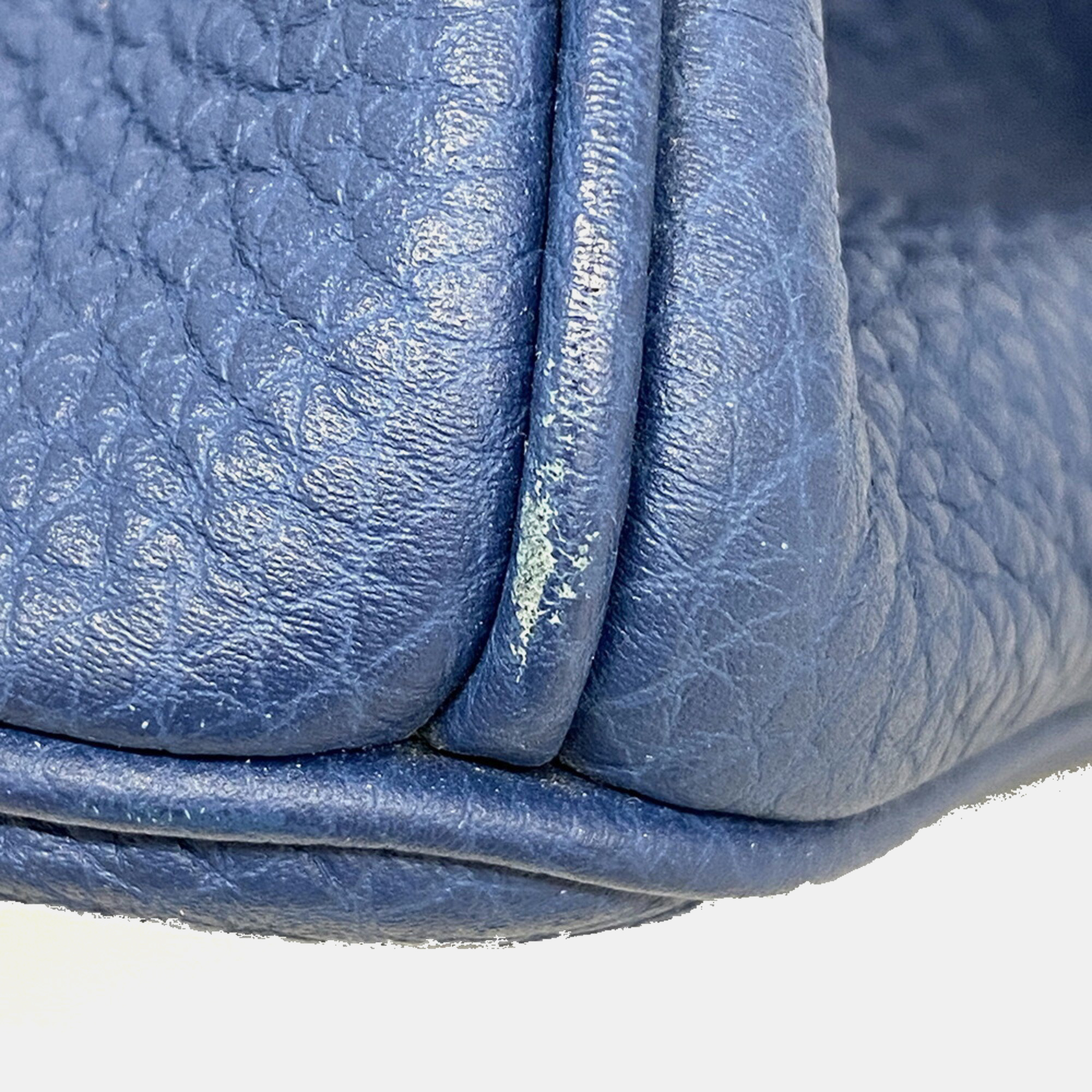 Hermes Blue De Malte Togo Birkin Engraved Handbag