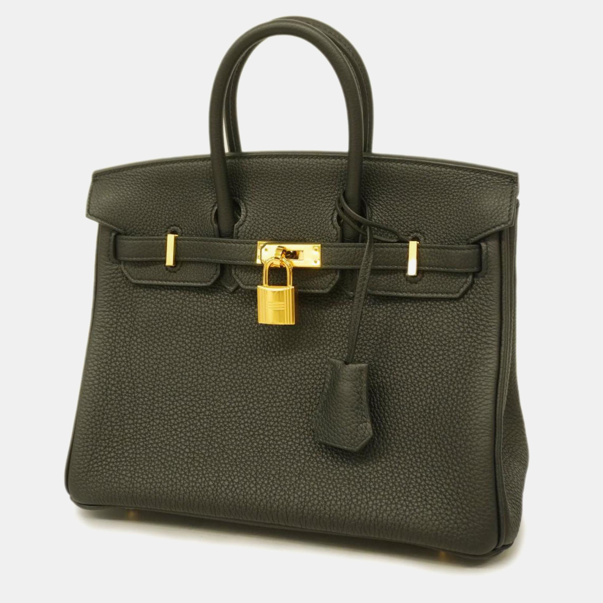 Hermes black togo birkin stamp handbag
