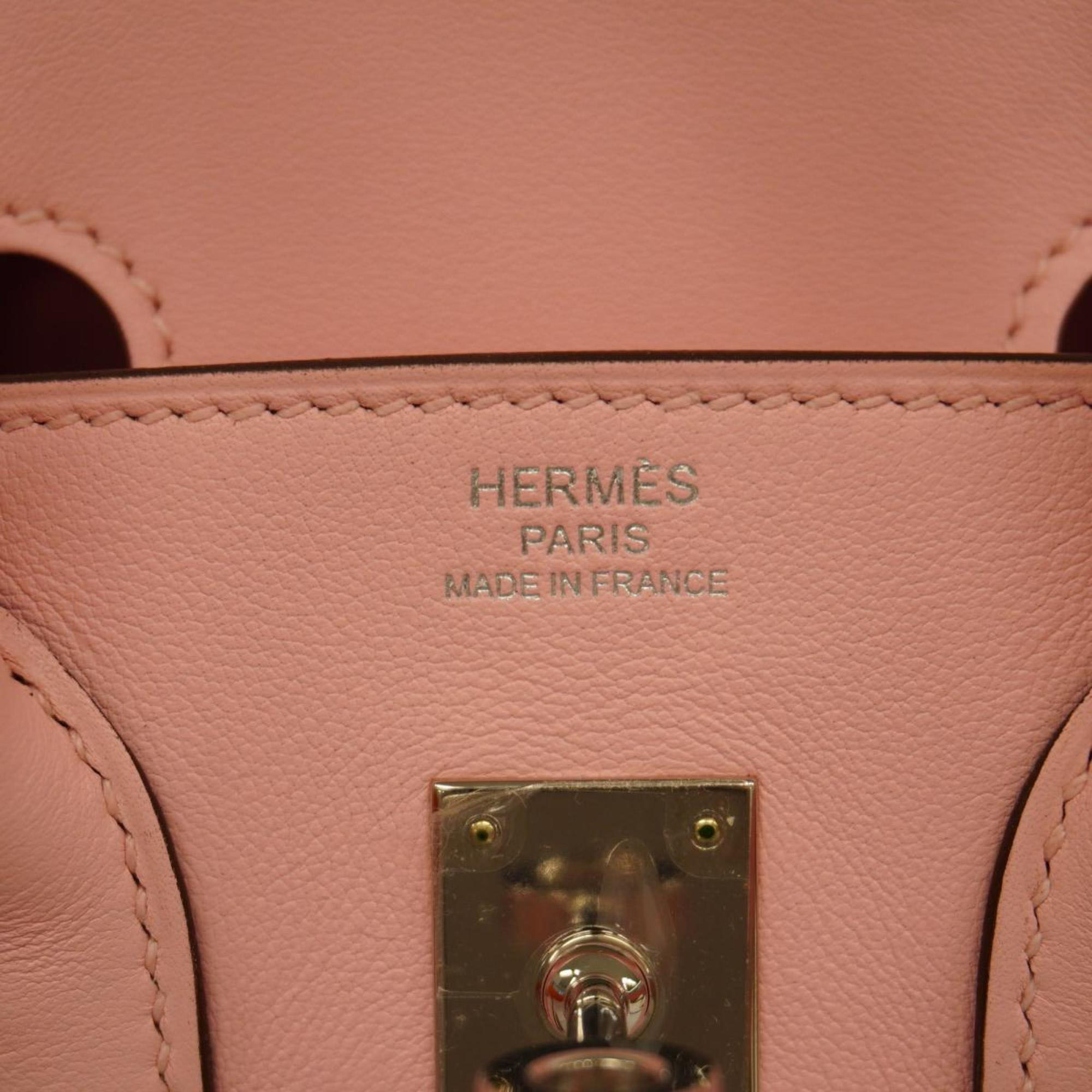 Hermes Rose Sakura Swift Leather Birkin 25 Tote Bag