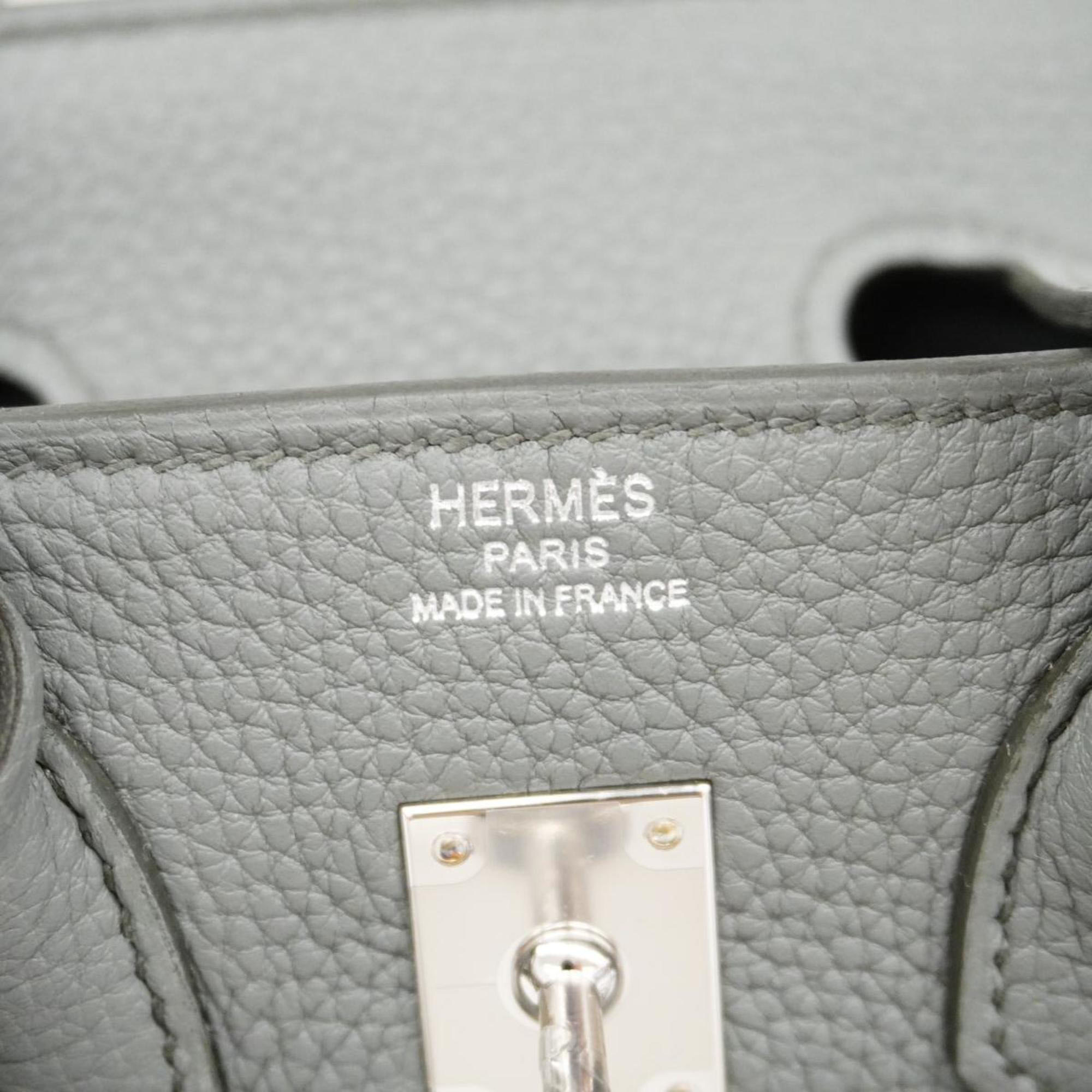 Hermes Grey Togo Leather Birkin 25 Tote Bag