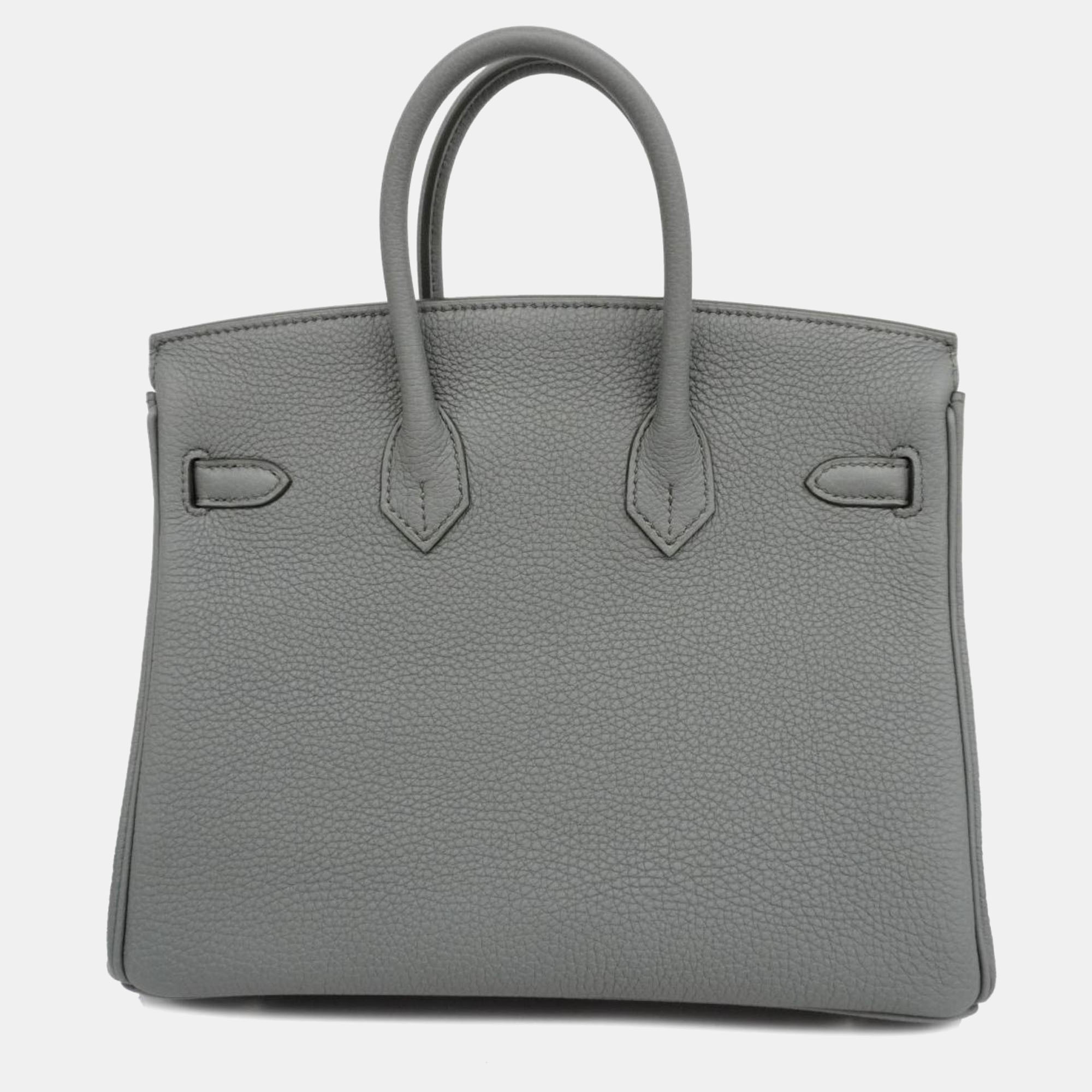 Hermes Grey Togo Leather Birkin 25 Tote Bag