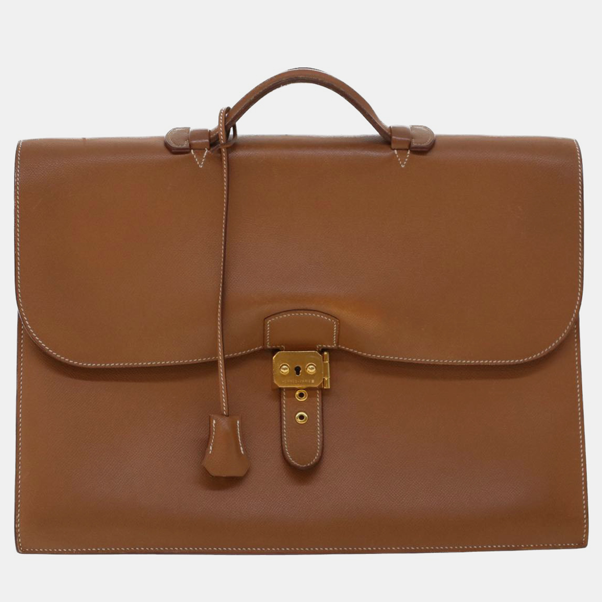 Hermes brown leather epsom sac &agrave; d&eacute;p&ecirc;ches 41 briefcases bag