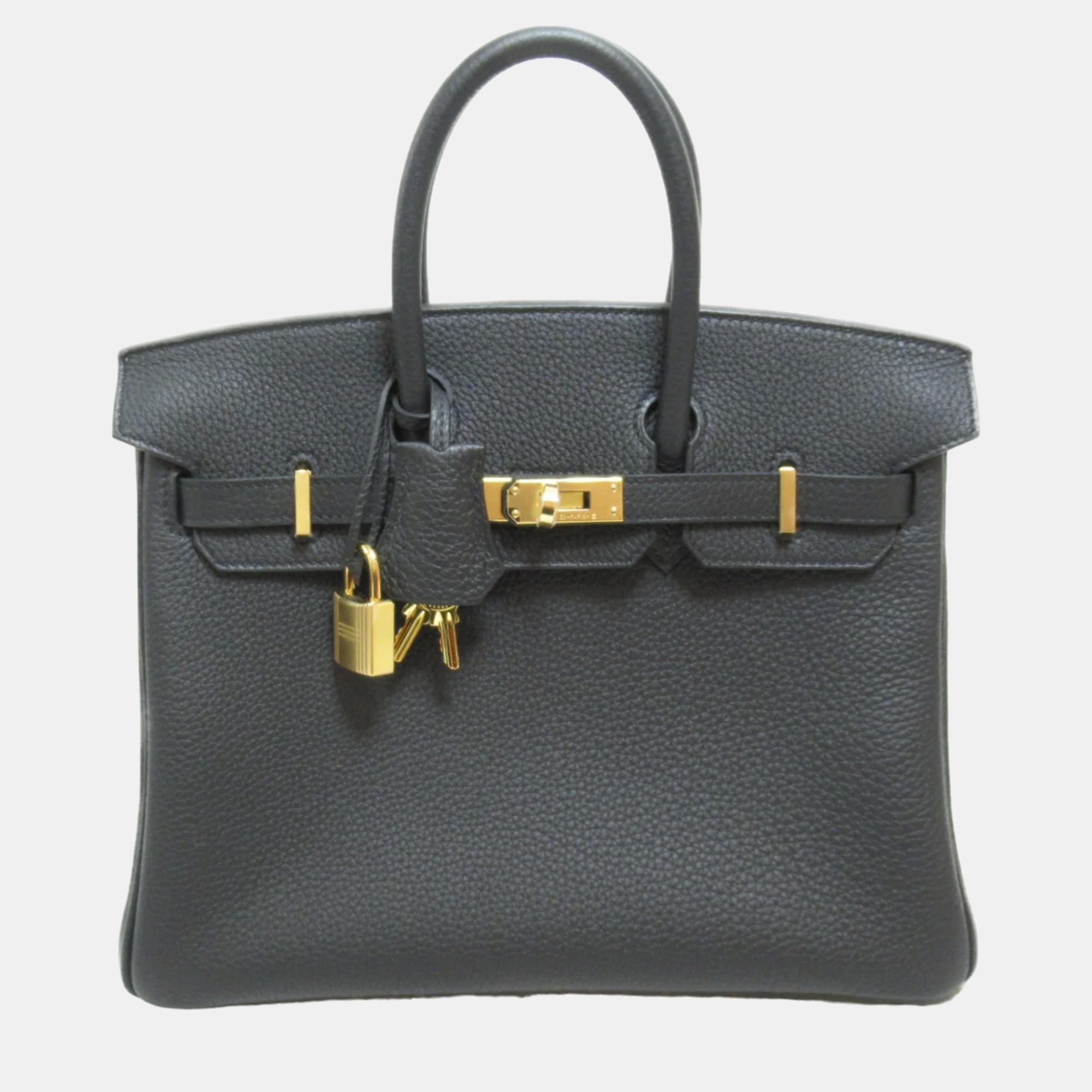 Hermes black togo leather birkin handbag