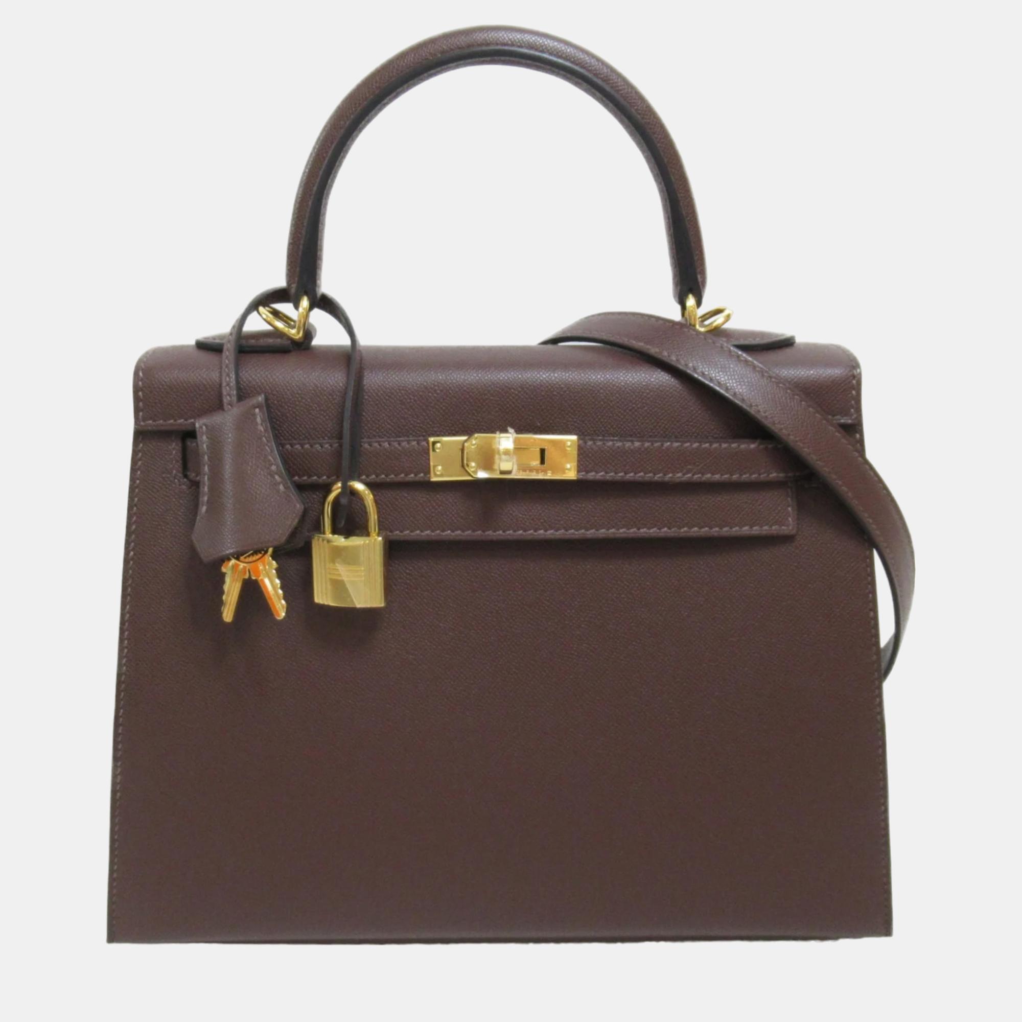 Hermes brown moka vaugham leather kelly handbag