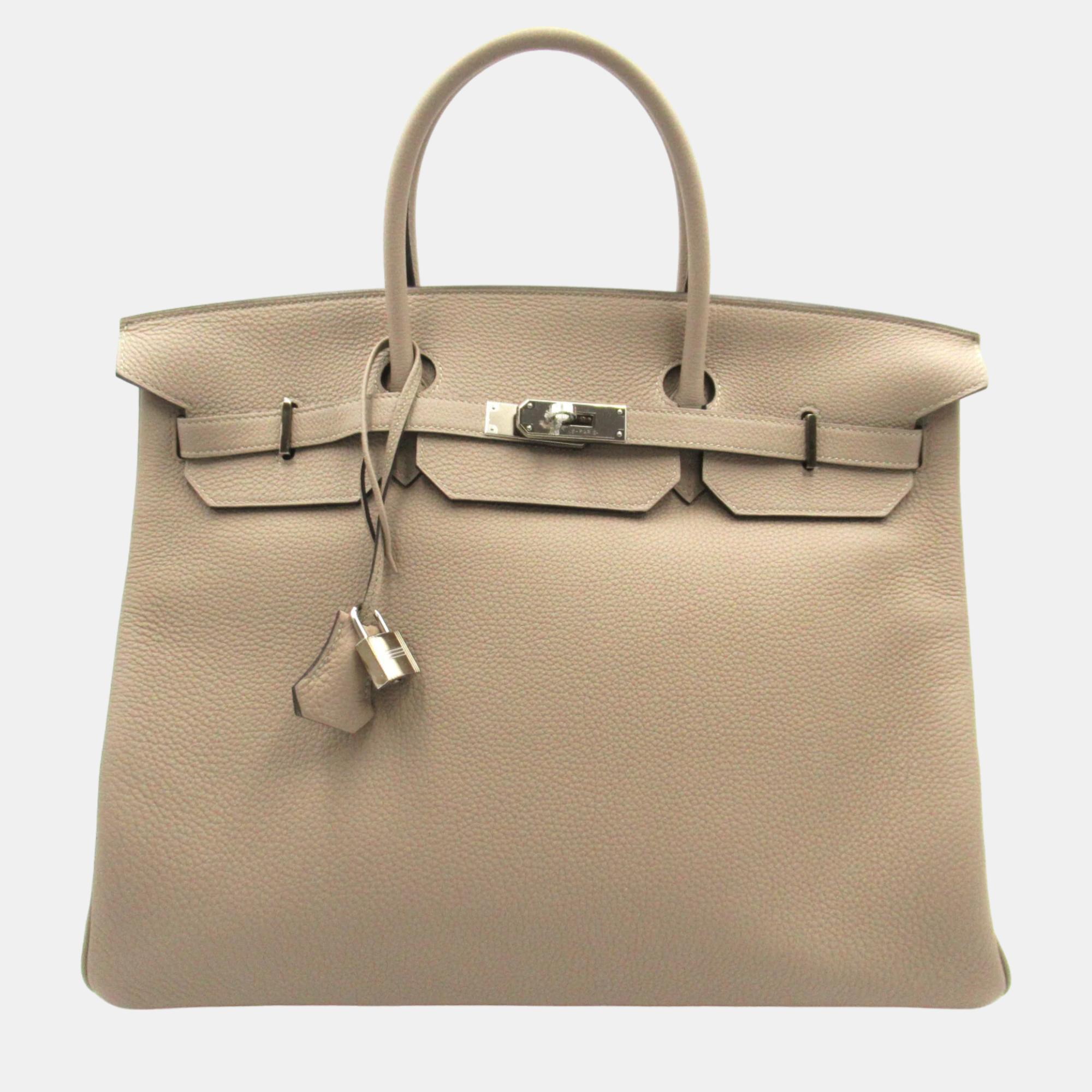 Hermes gray gris tourierelle togo leather calfskin (cowhide) birkin handbag