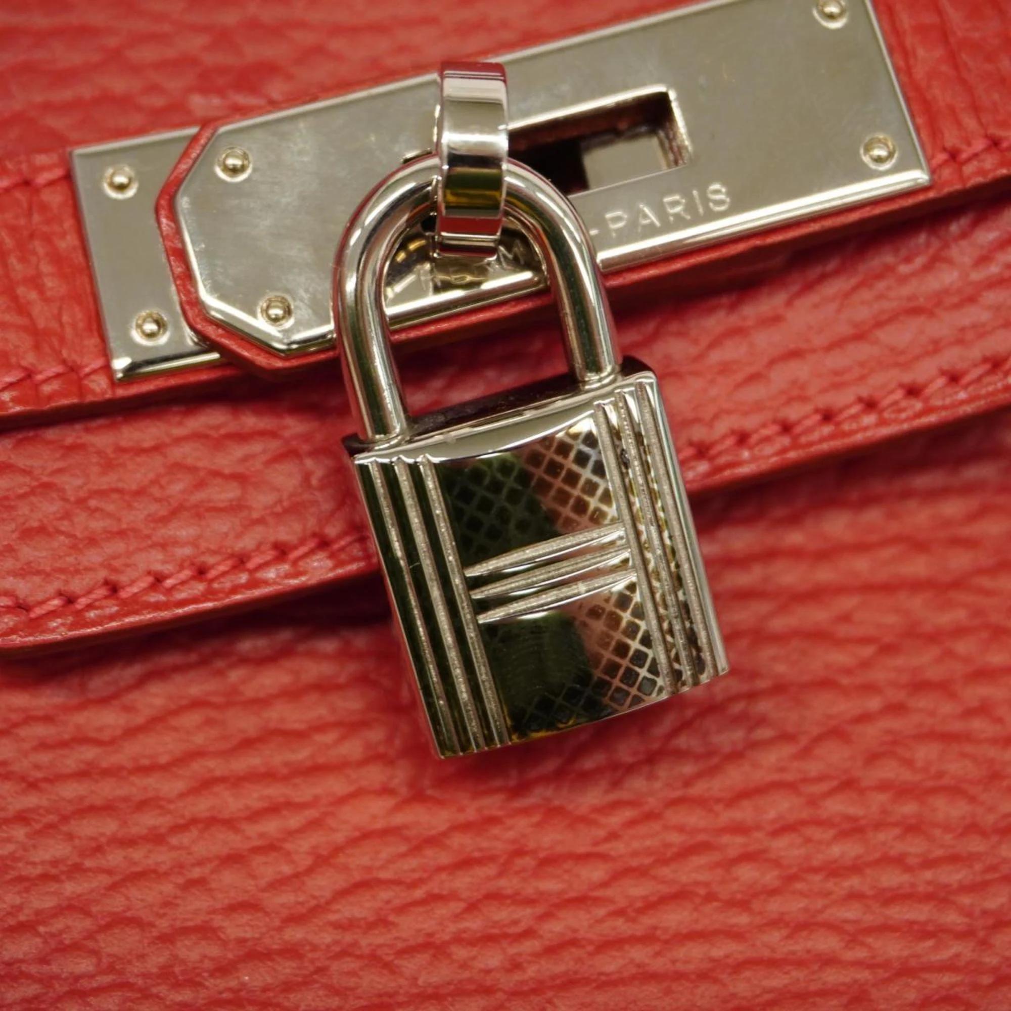 Hermes Rouge Vif Ardennes Birkin Engraved Handbag