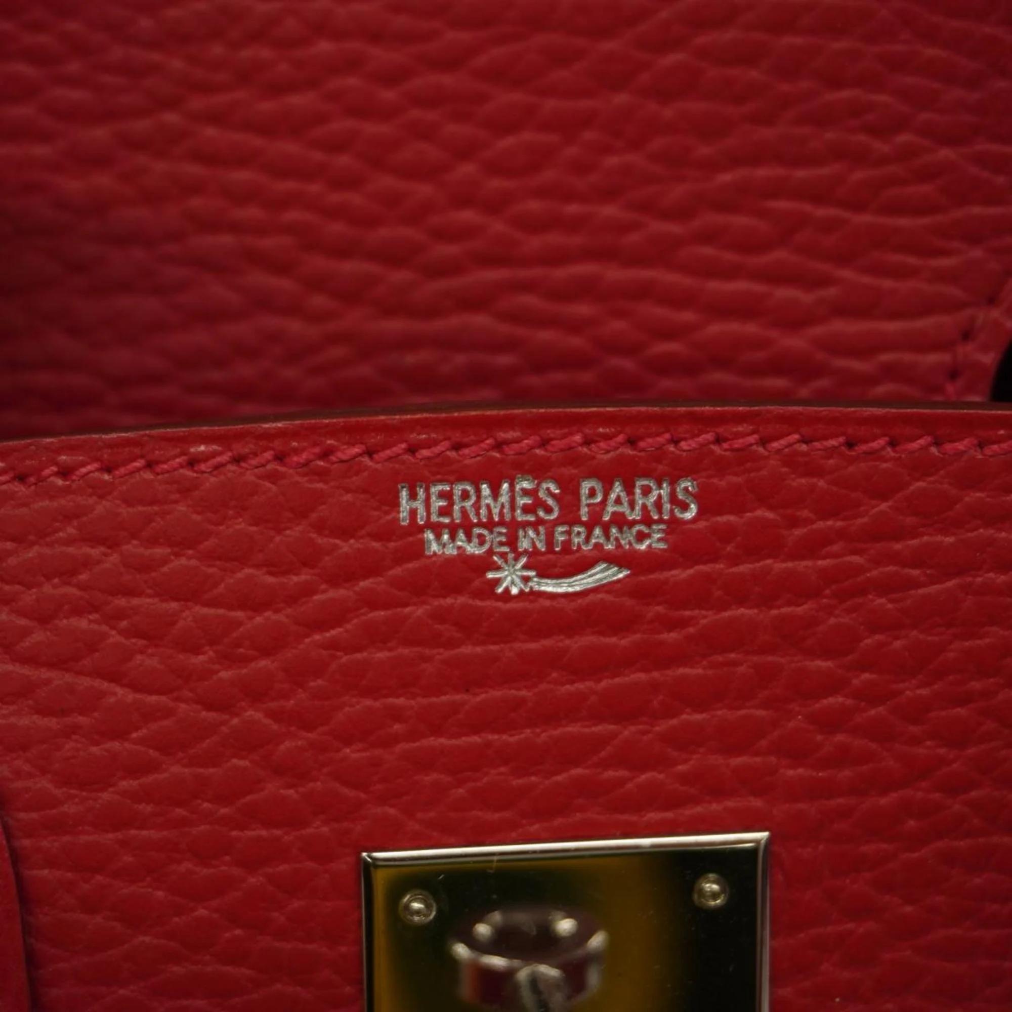 Hermes Rouge Vif Ardennes Birkin Engraved Handbag