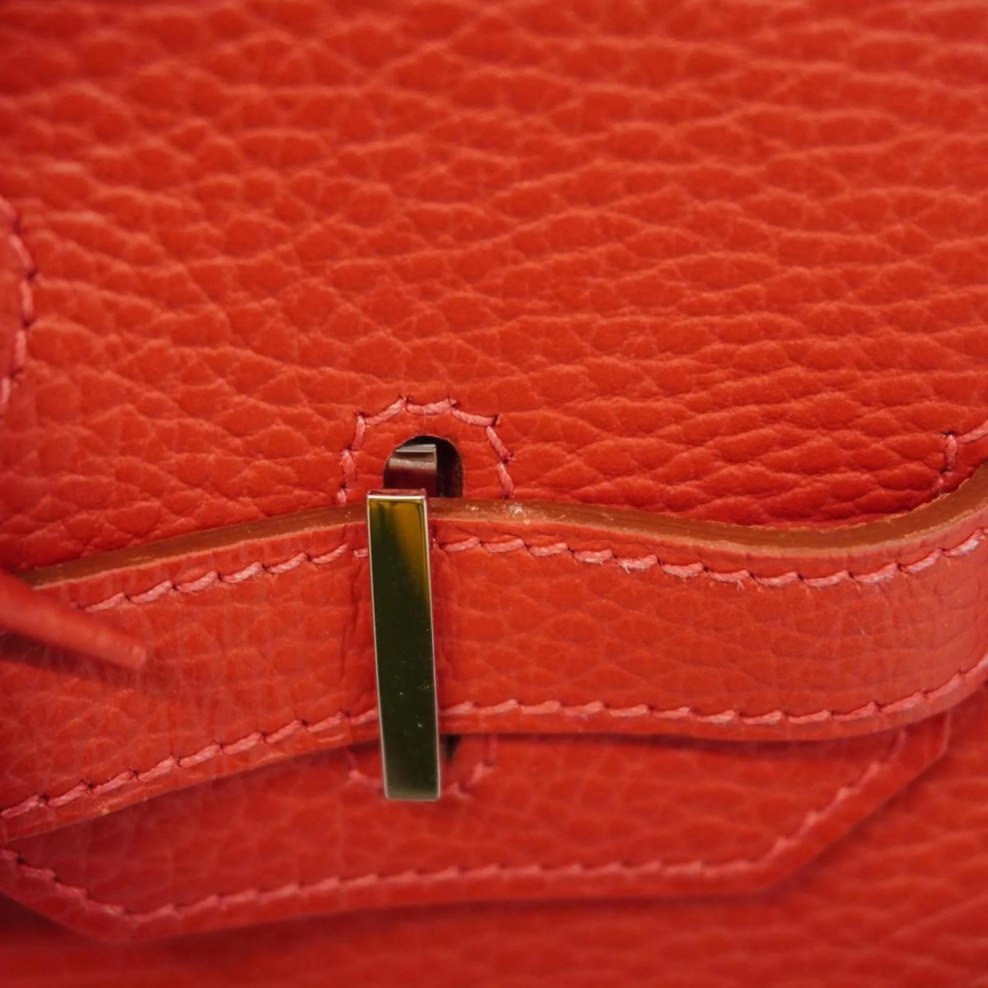 Hermes Rouge Vif Ardennes Birkin Engraved Handbag