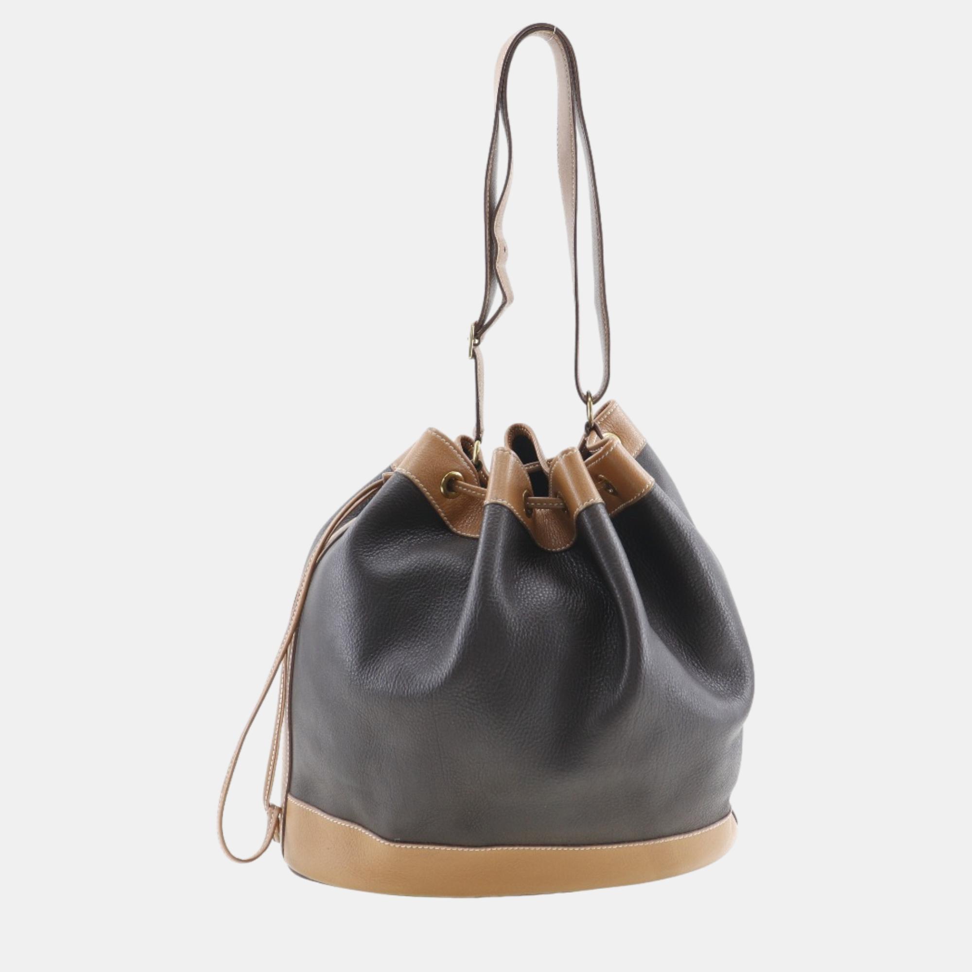 Hermes brown leather leather market gm drawstring bag