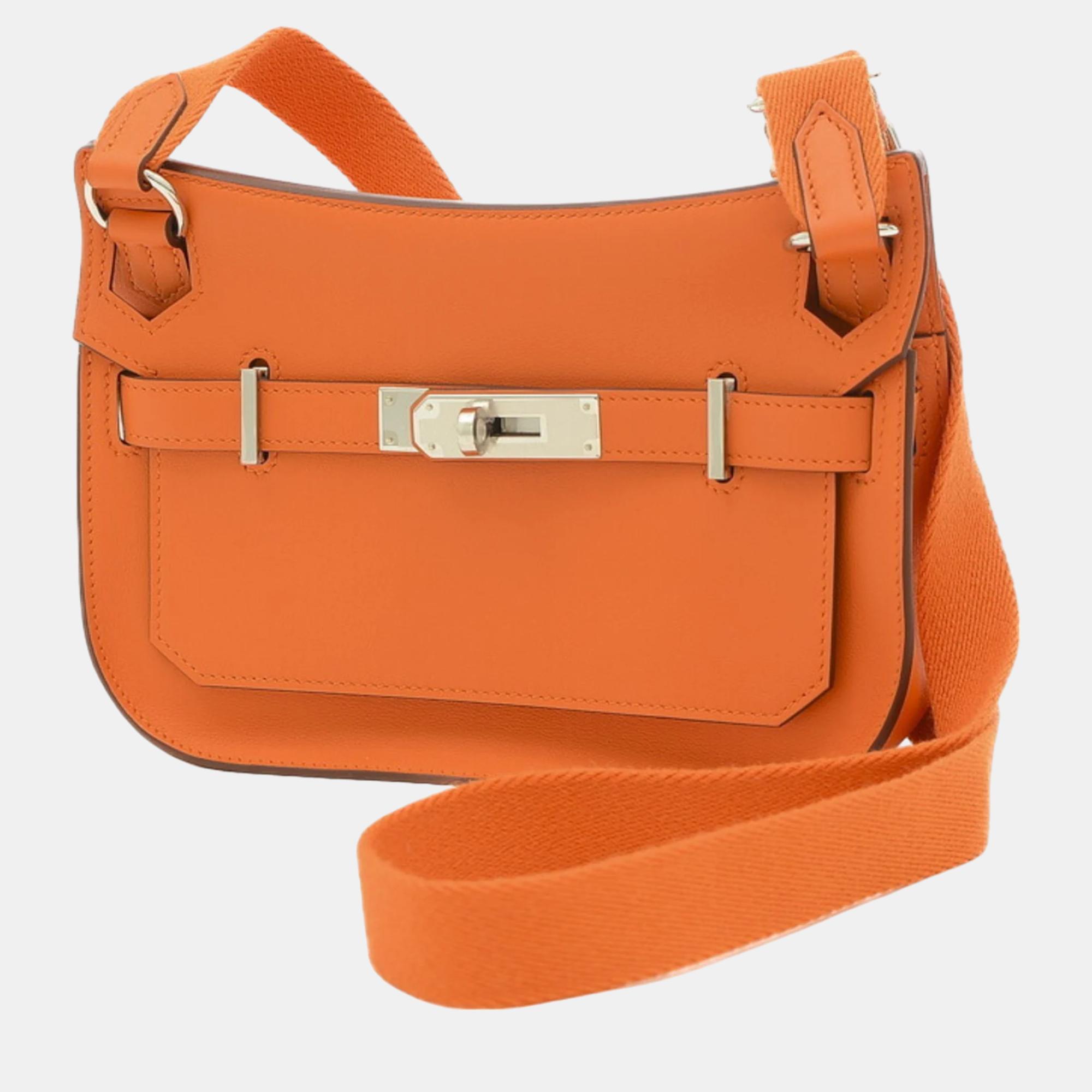 Hermes orange swift leather mini jypsiere shoulder bag