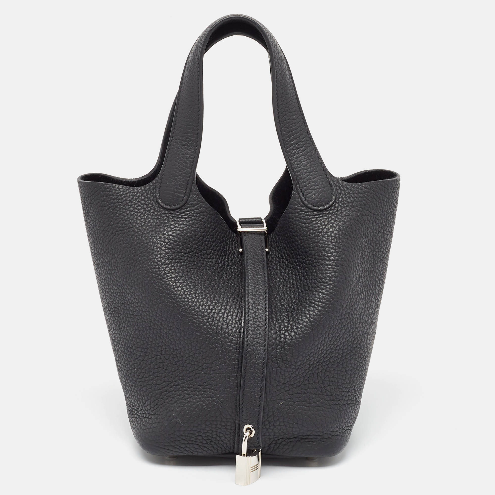 Hermes herm&egrave;s noir taurillon clemence leather picotin lock 18 bag