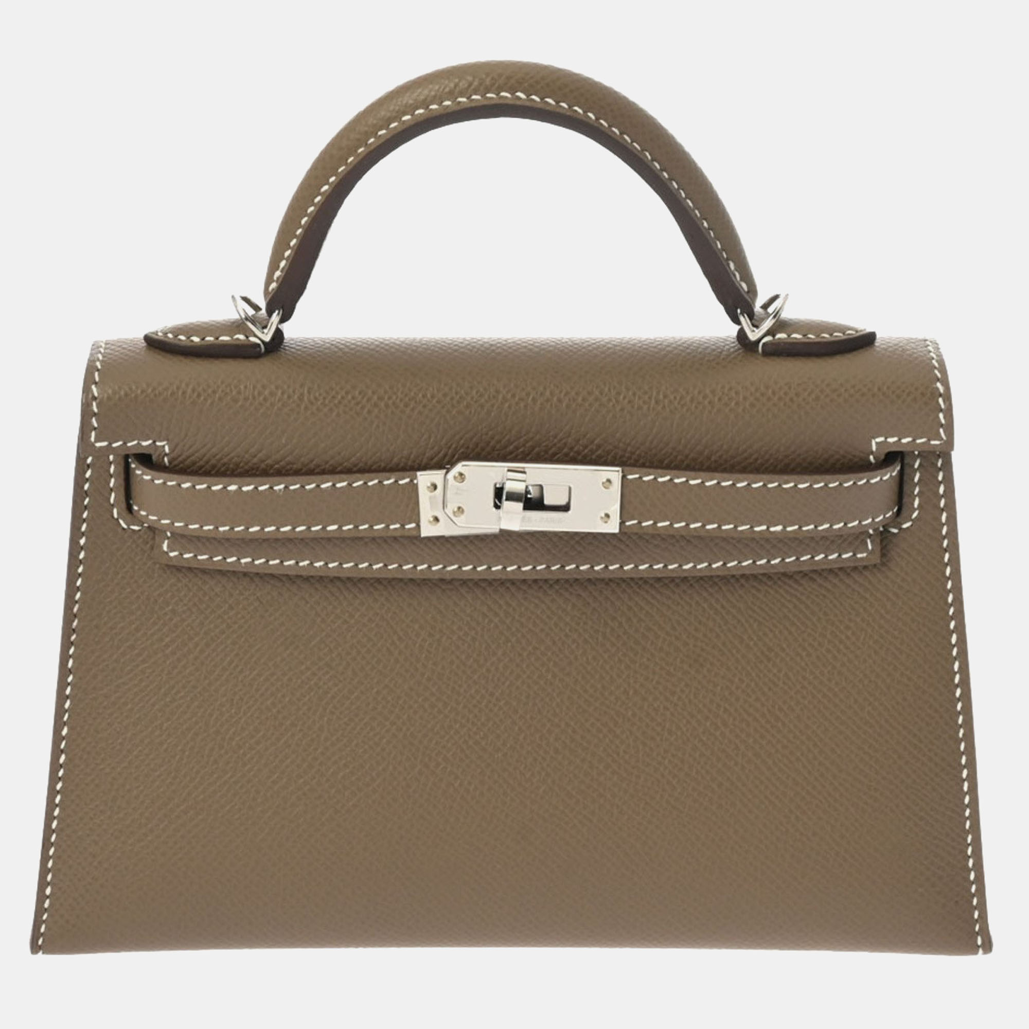 Hermes etoupe epsom leather palladium hardware kelly bag