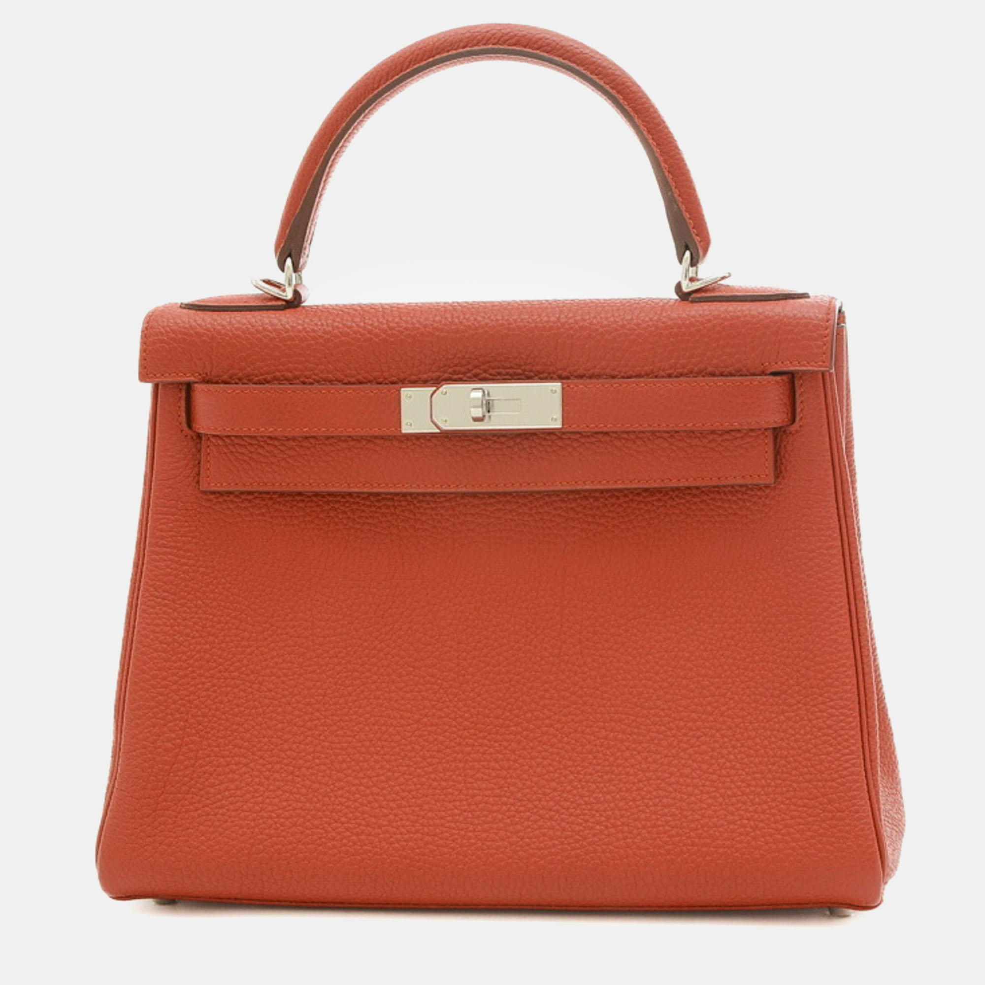 Hermes red togo leather kelly 28 tote bag