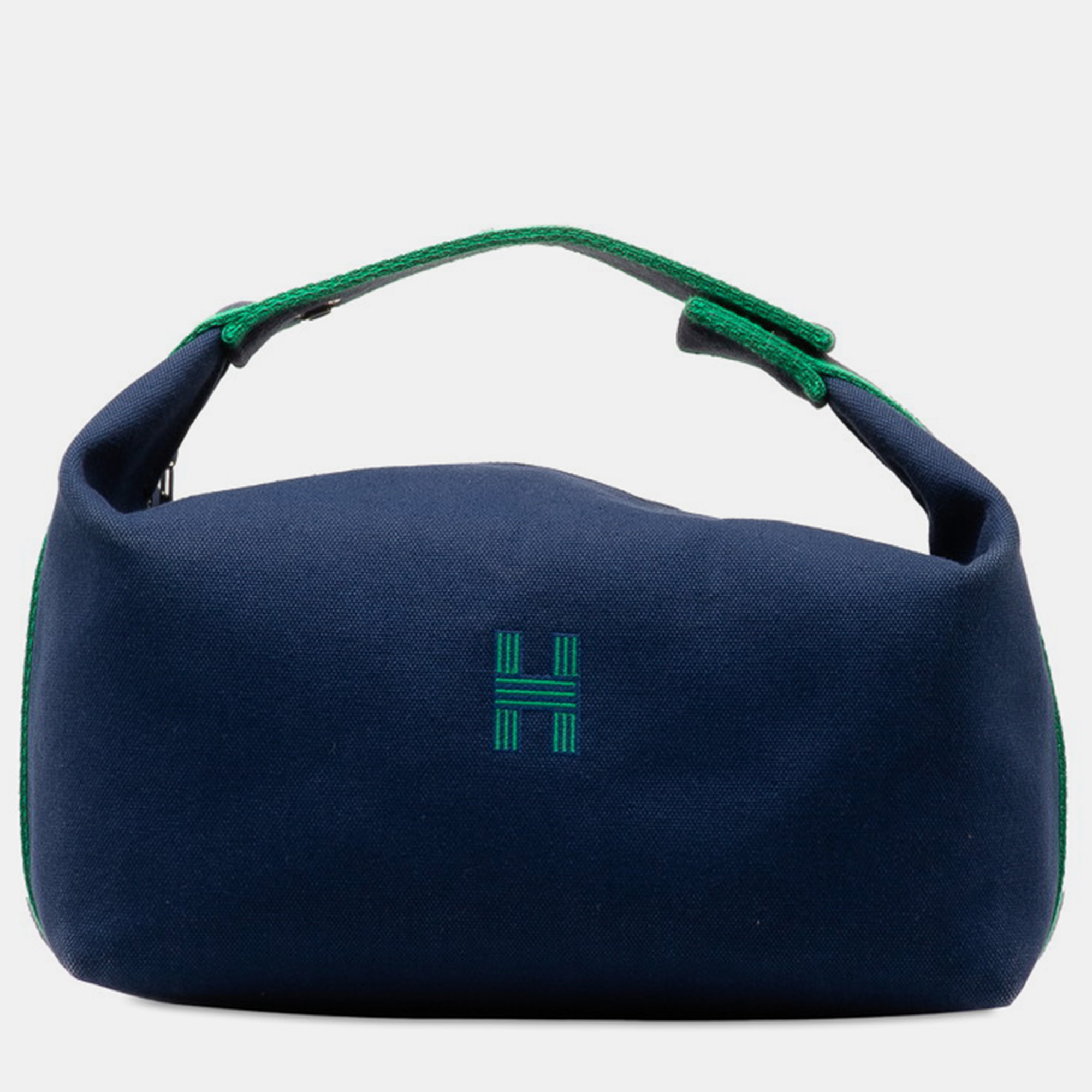 Hermes blue cotton toile bride-a-brac travel case gm bag