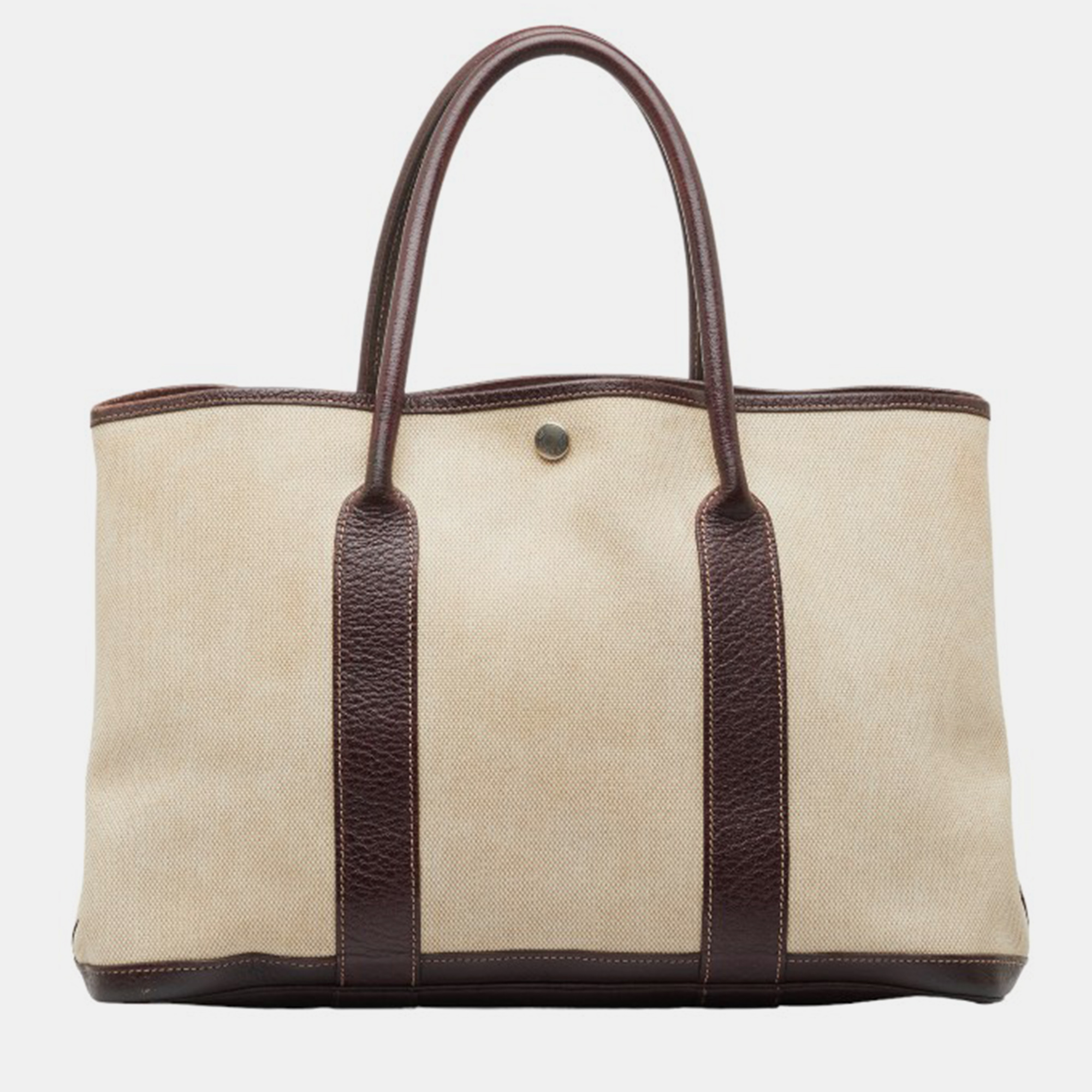 Hermes brown canvas toile garden party pm bag