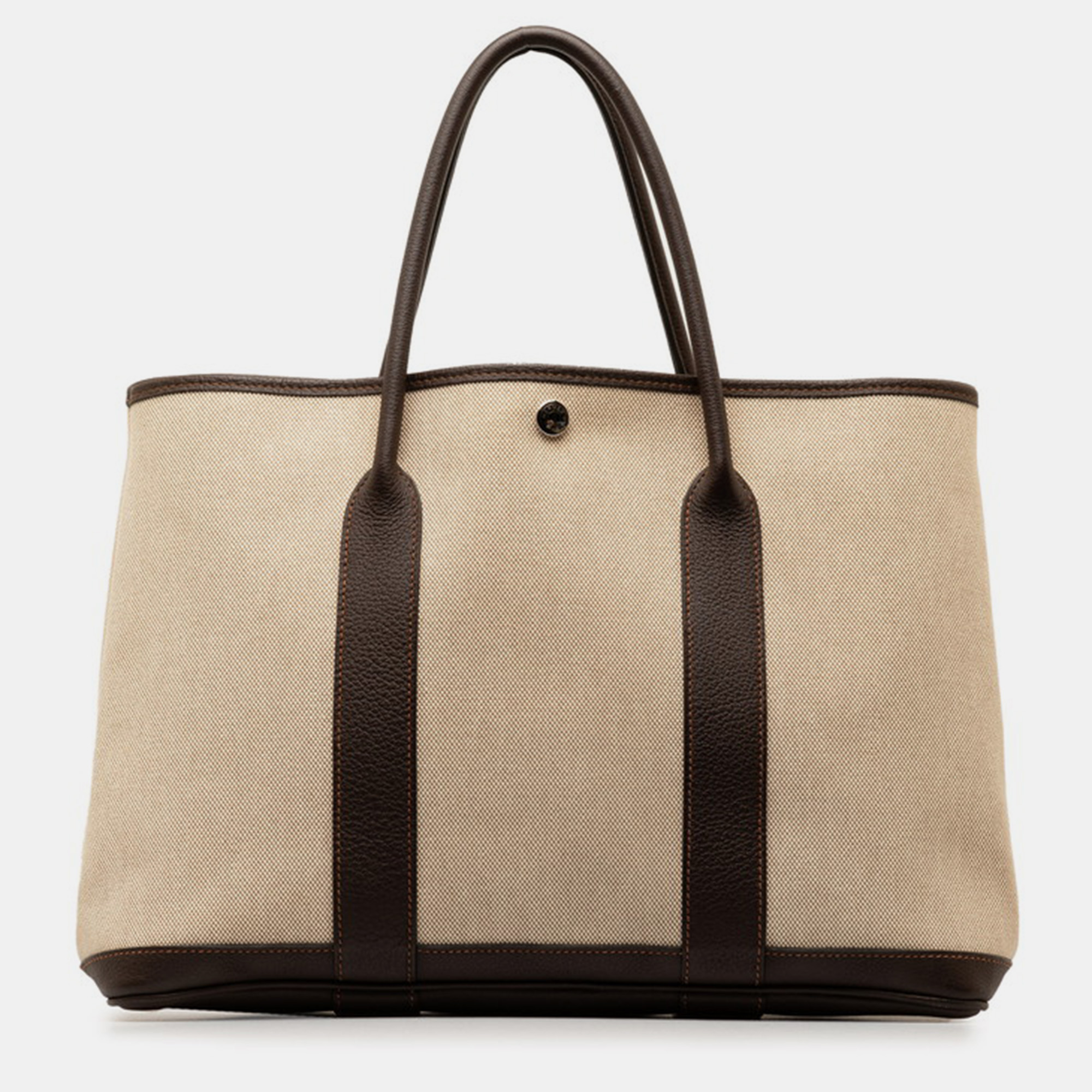 Hermes brown canvas toile garden party pm bag