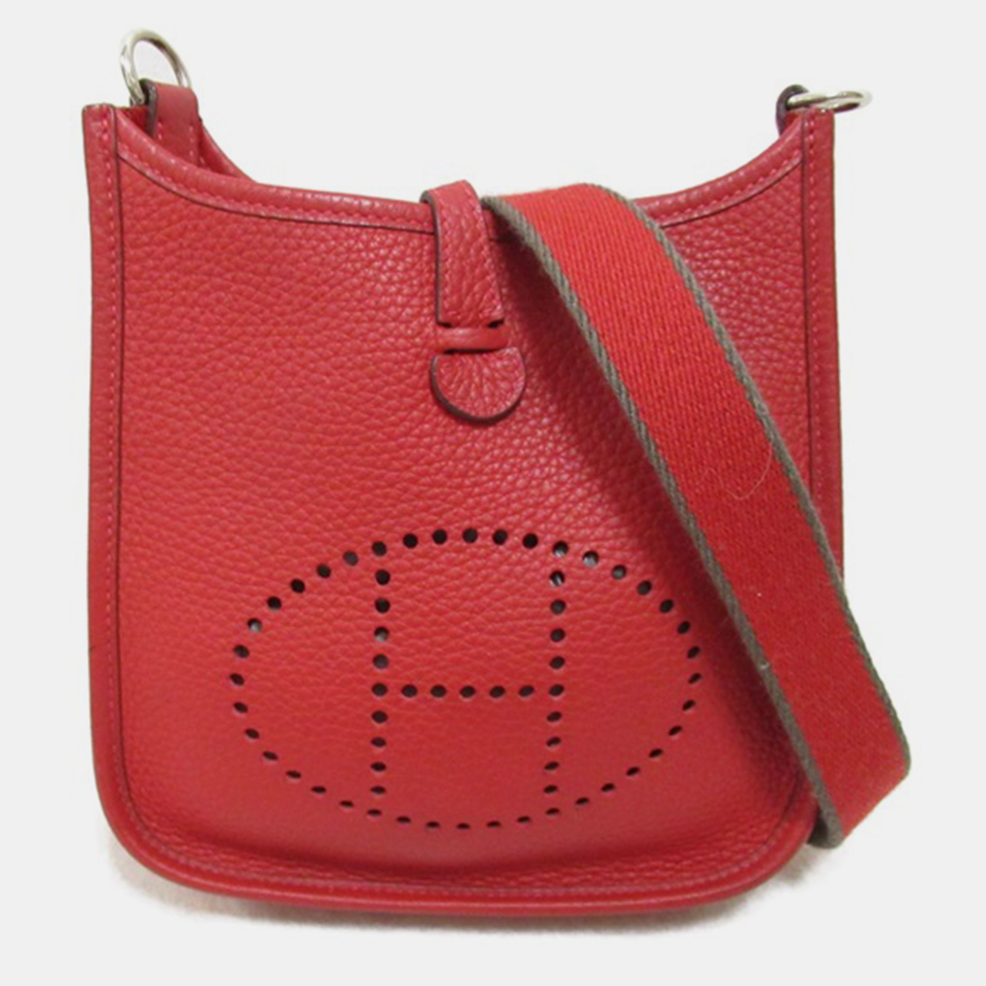 Hermes red leather clemence leather evelyne tpm bag
