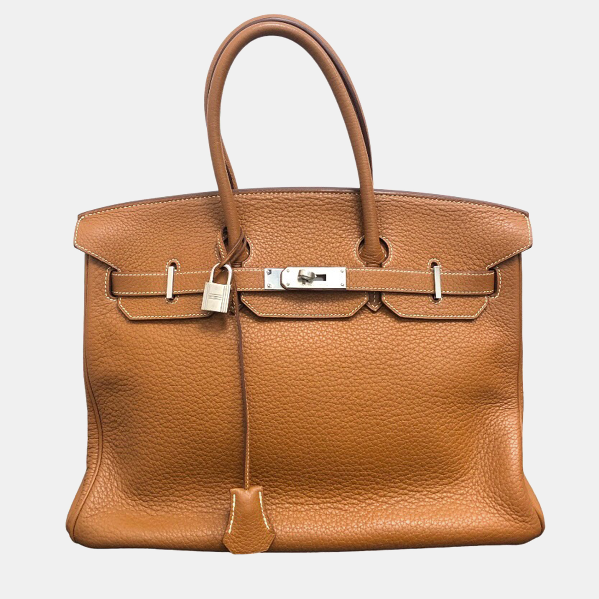 Hermes brown leather clemence birkin 35 bag