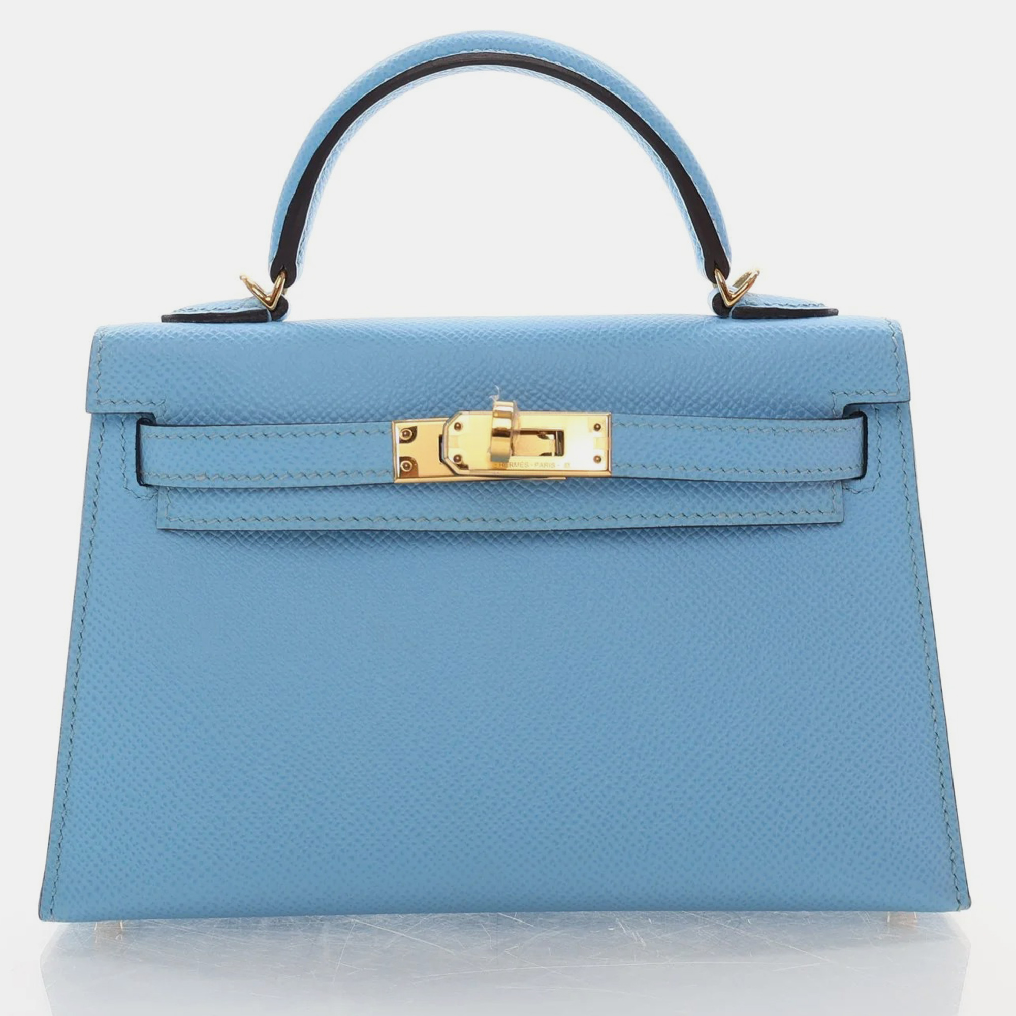 Hermes blue celeste epsom mini kelly handbag