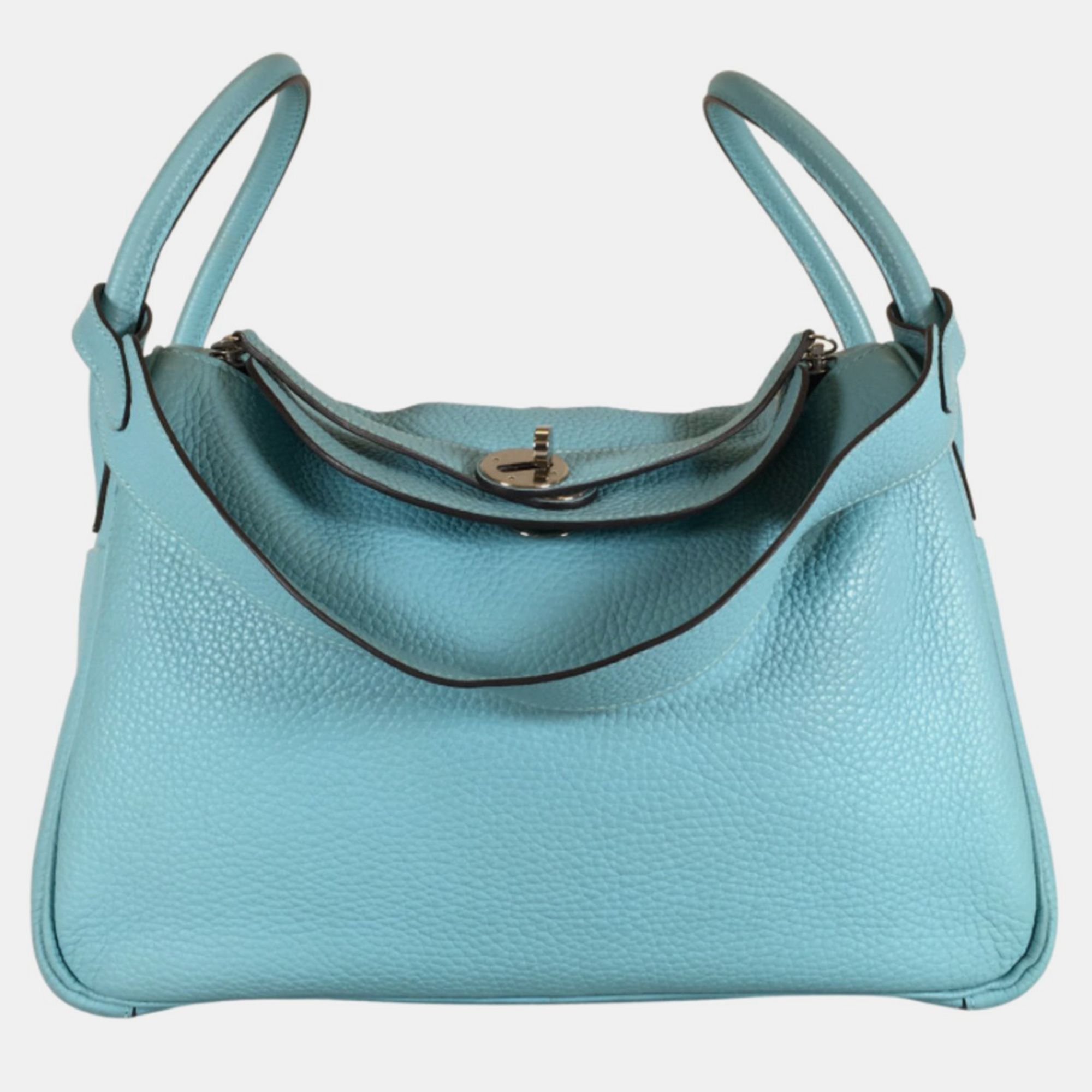 Hermes blue atoll clemence lindy 30 handbag