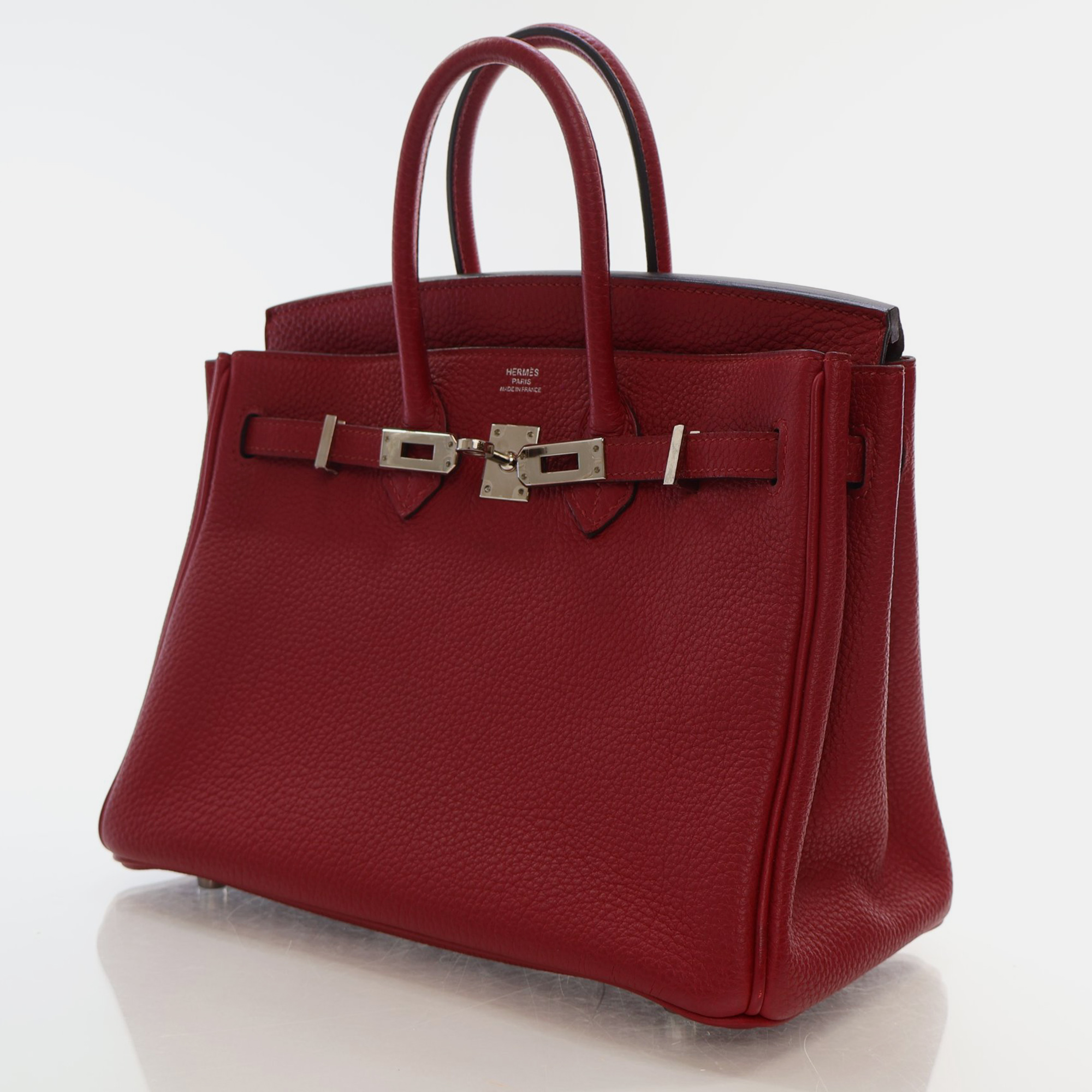 Hermes Rouge Grenat Togo PHW Birkin 25 Handbag