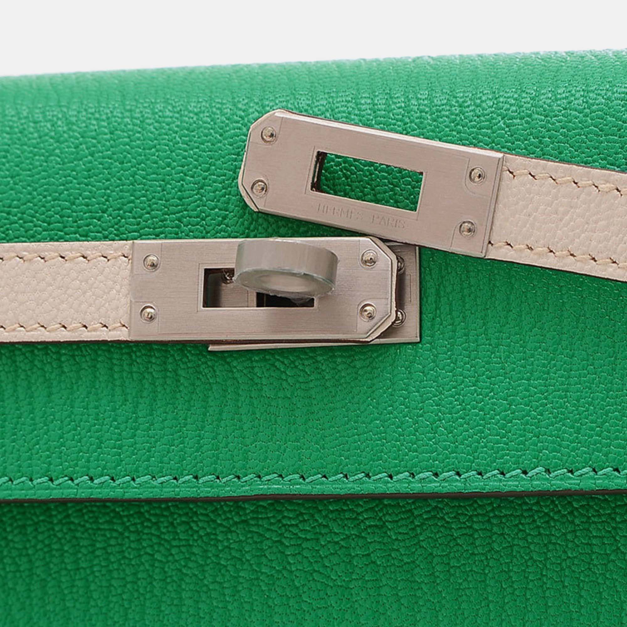 Hermes Mint Mushroom Matte Chevre Kelly Handbag