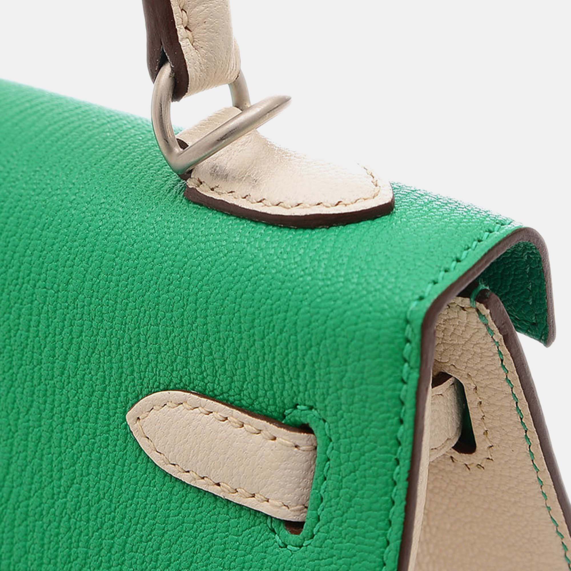 Hermes Mint Mushroom Matte Chevre Kelly Handbag