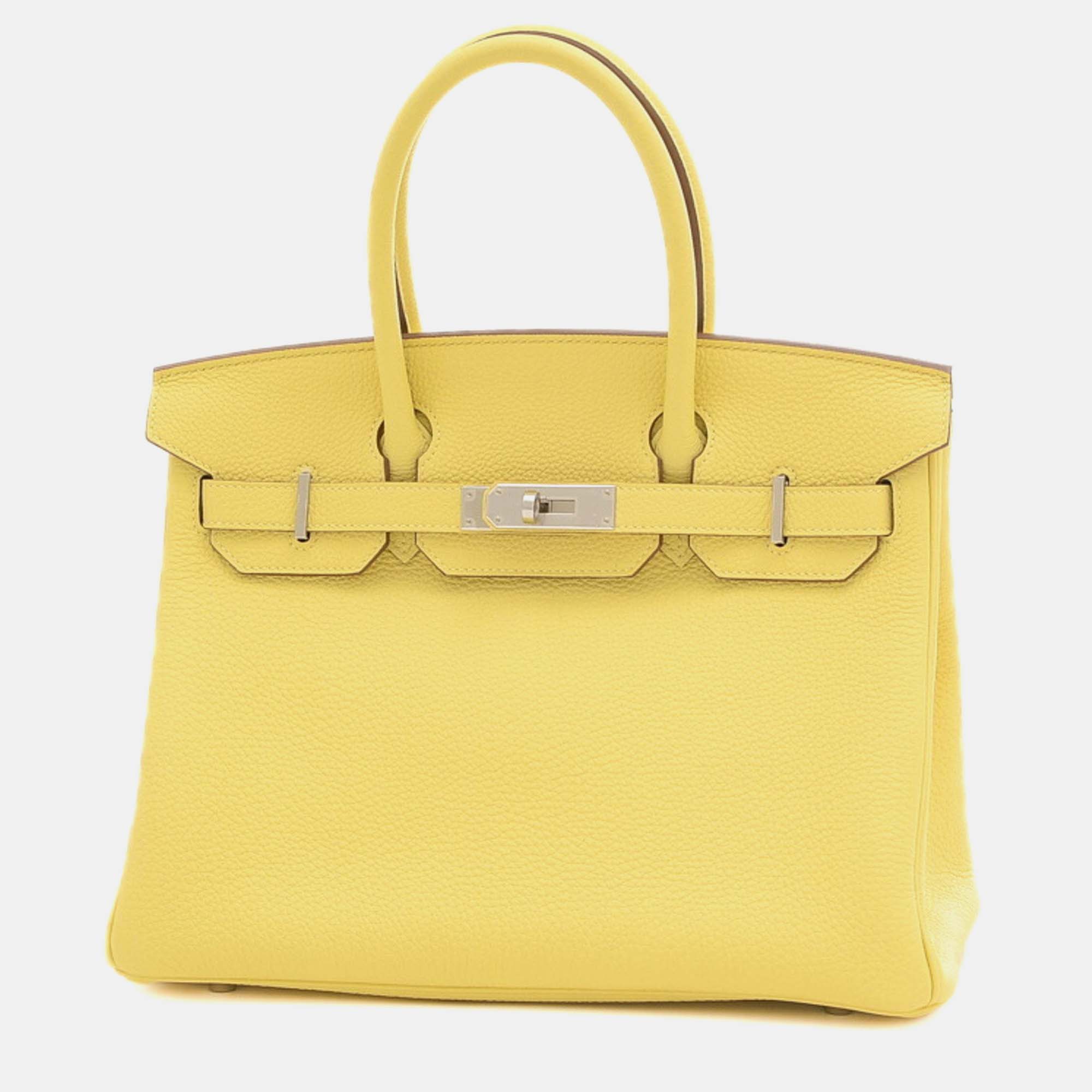 Hermes jaune poussin togo birkin handbag