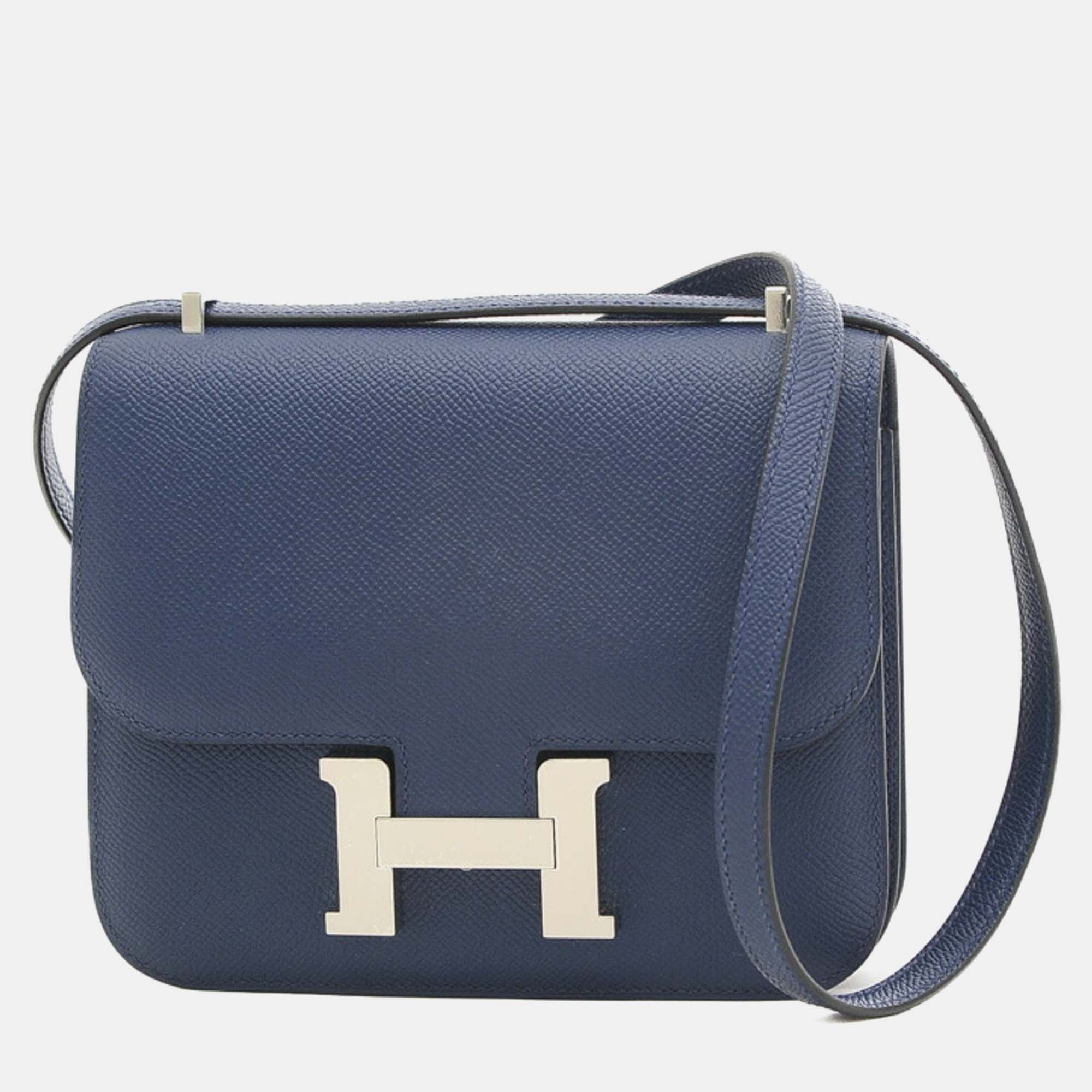 Hermes blue navy miroir epson constance bag