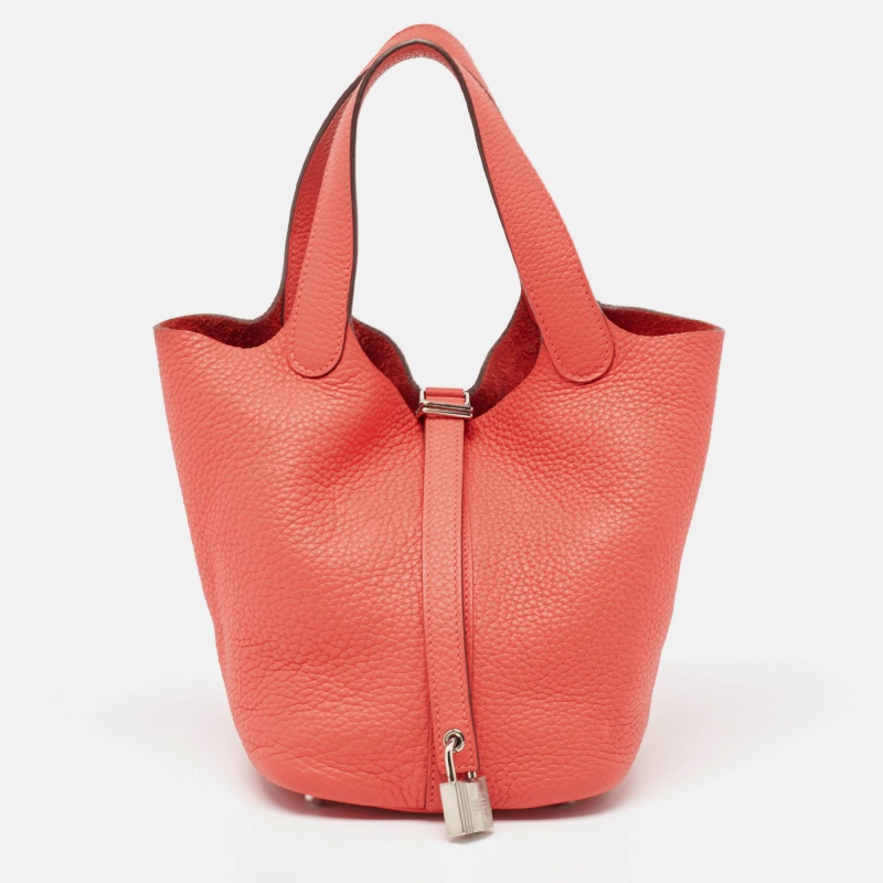 Hermes rose jaipur taurillon clemence leather picotin lock 18 bag