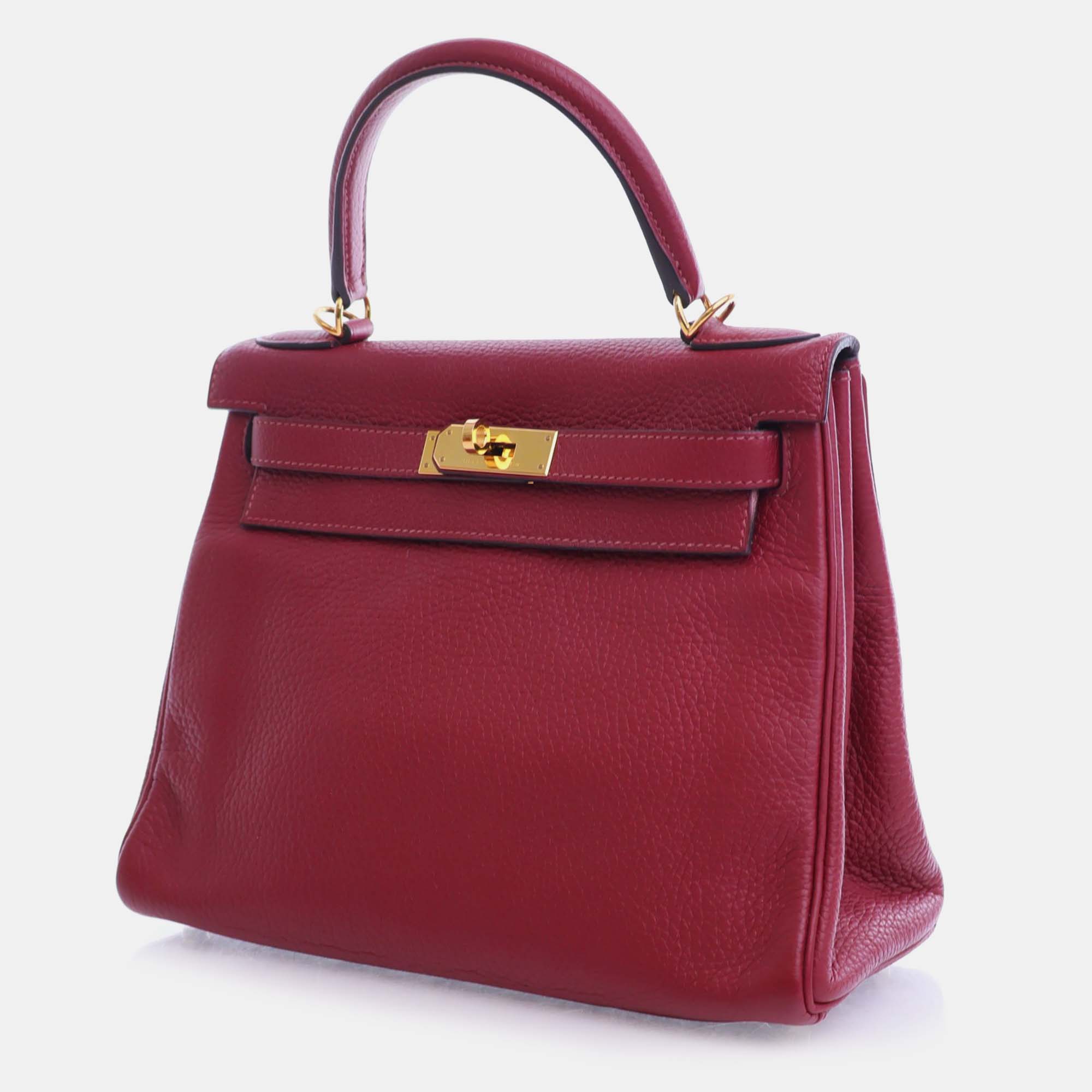 Hermes Rouge Grenat Togo Leather Kelly 28 Tote Bag