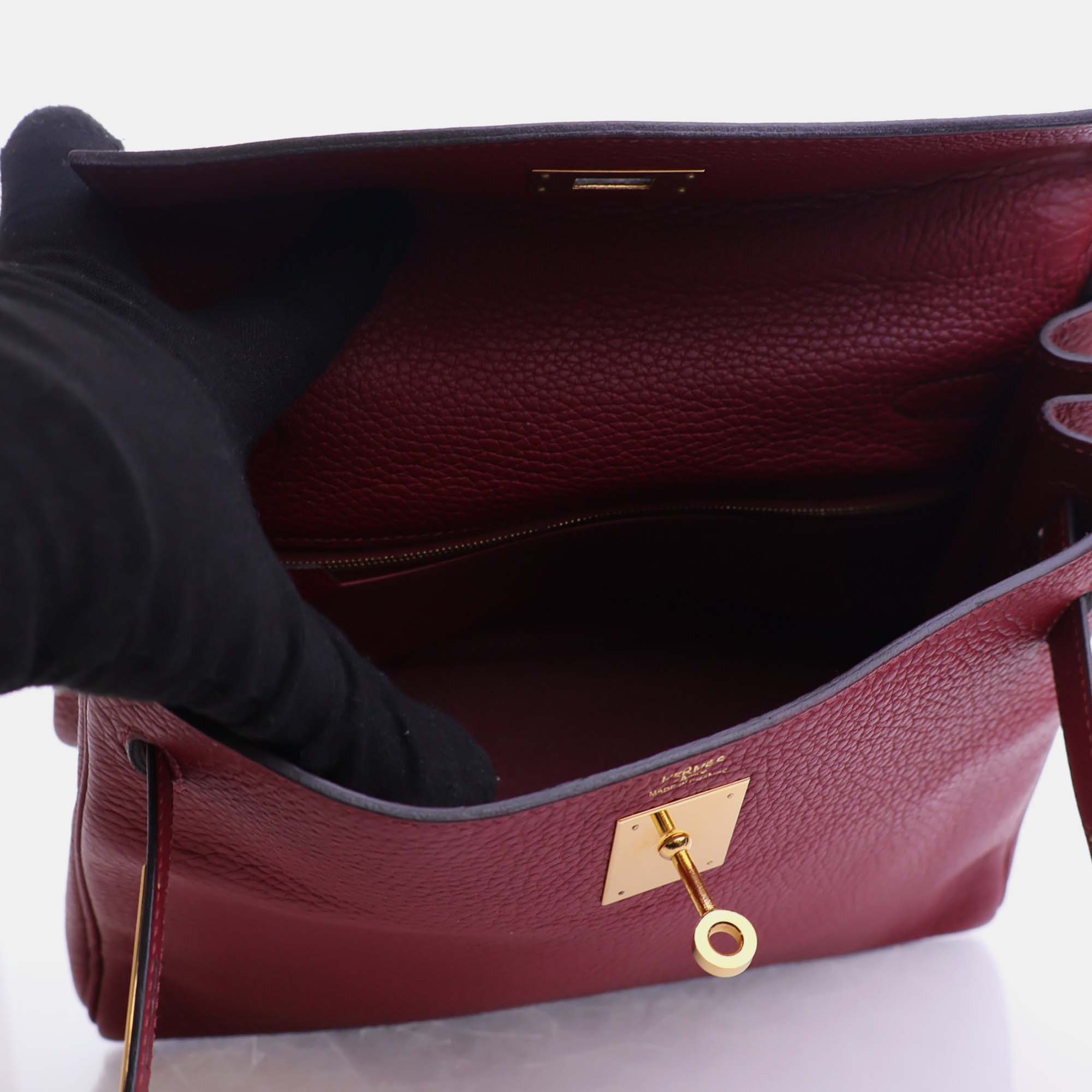 Hermes Rouge Grenat Togo Leather Kelly 28 Tote Bag