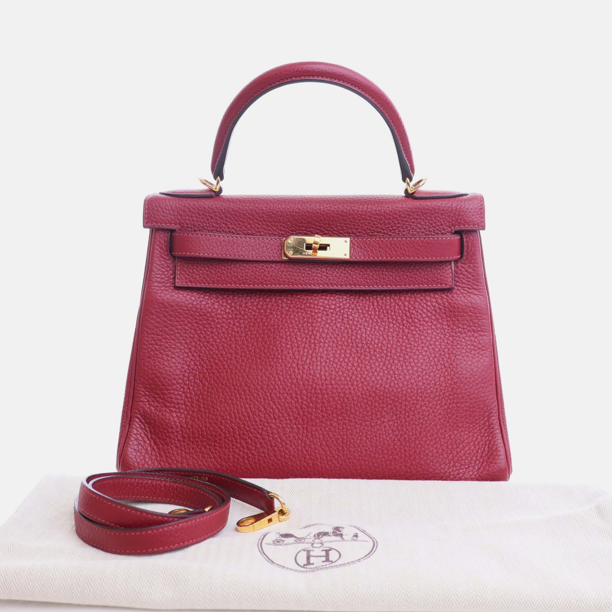 Hermes Rouge Grenat Togo Leather Kelly 28 Tote Bag