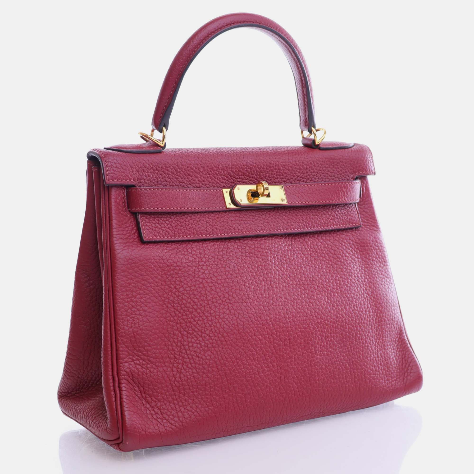 Hermes Rouge Grenat Togo Leather Kelly 28 Tote Bag