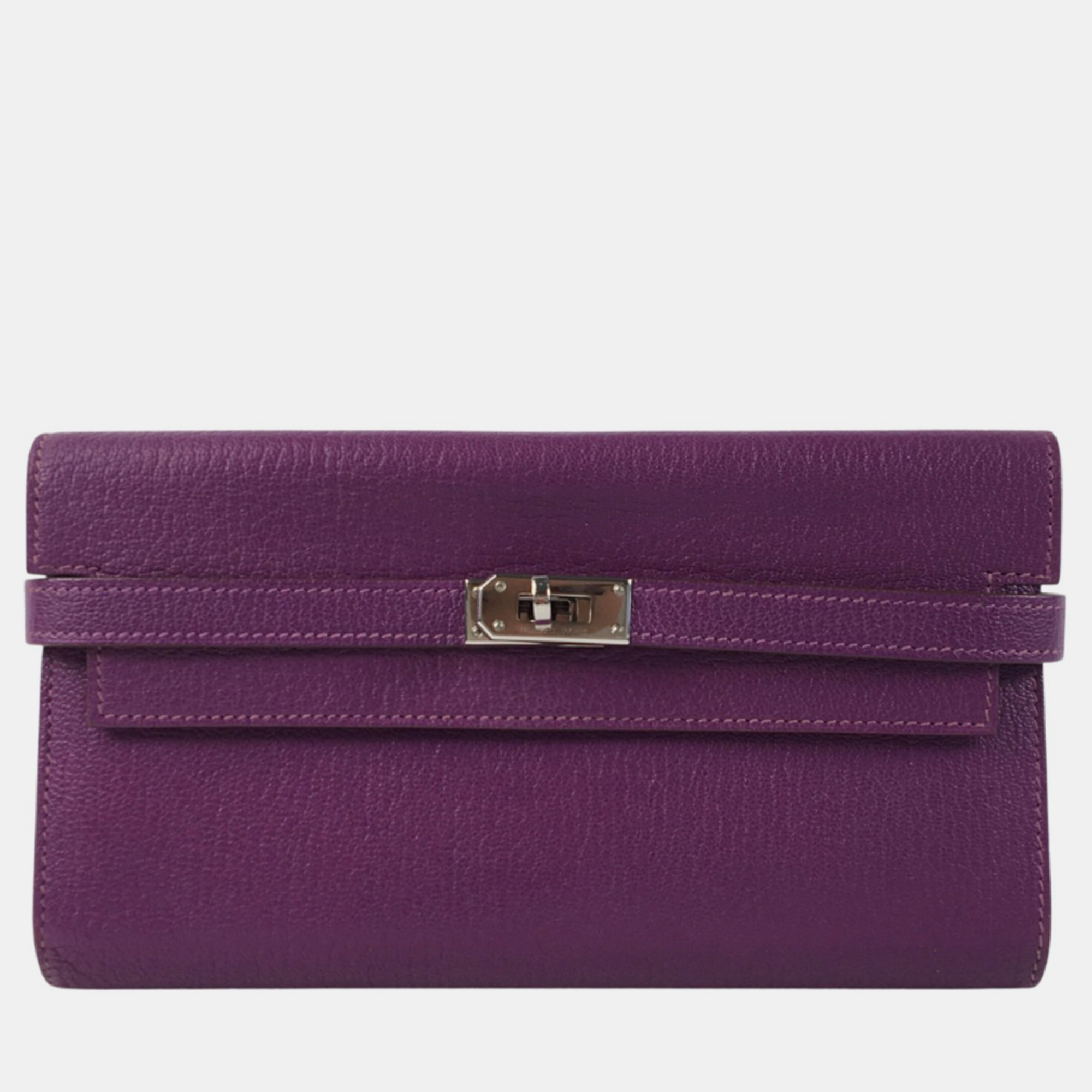 Hermes purple chevre kelly wallet