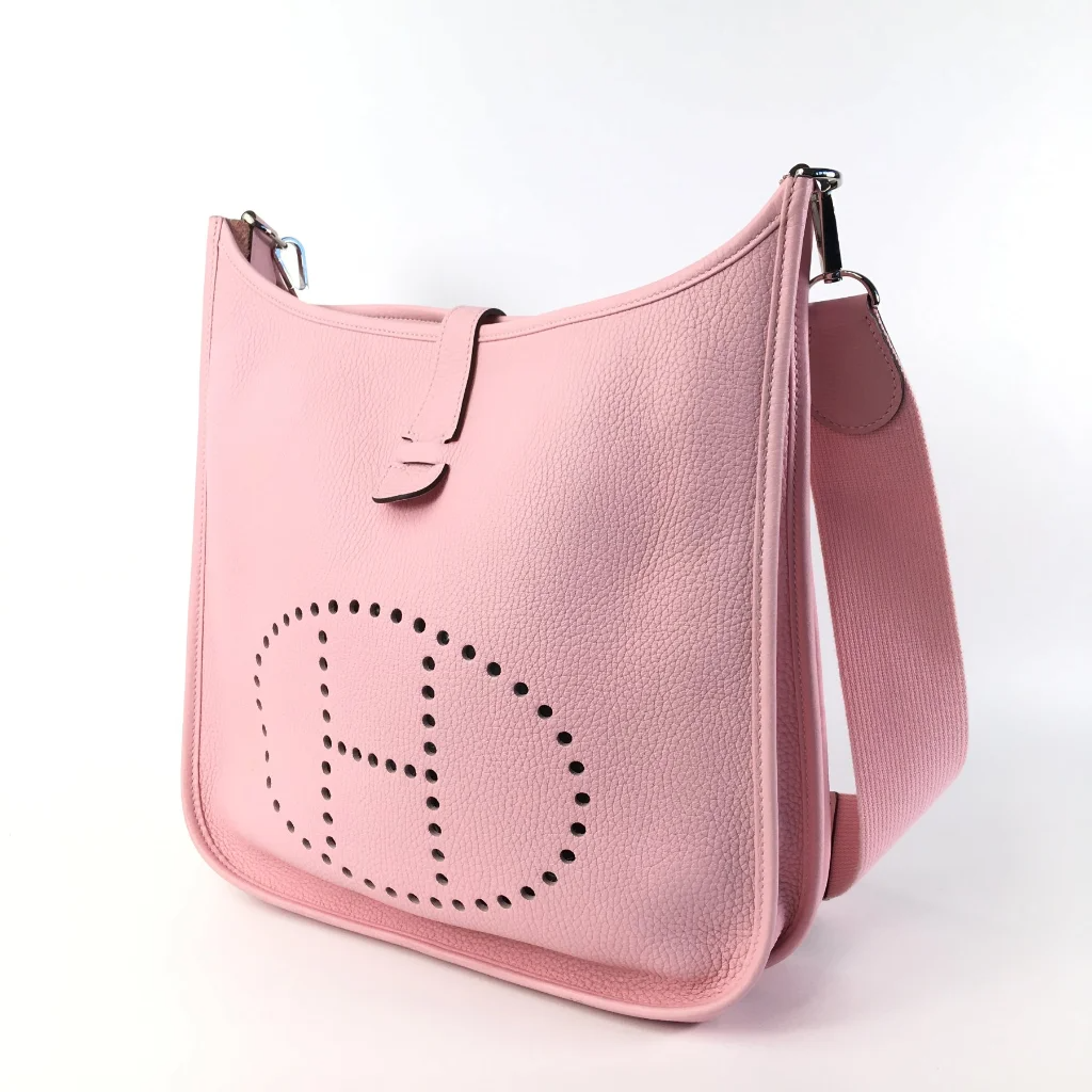 Hermes Rose Sakura Clemence Evelyne GM Bag