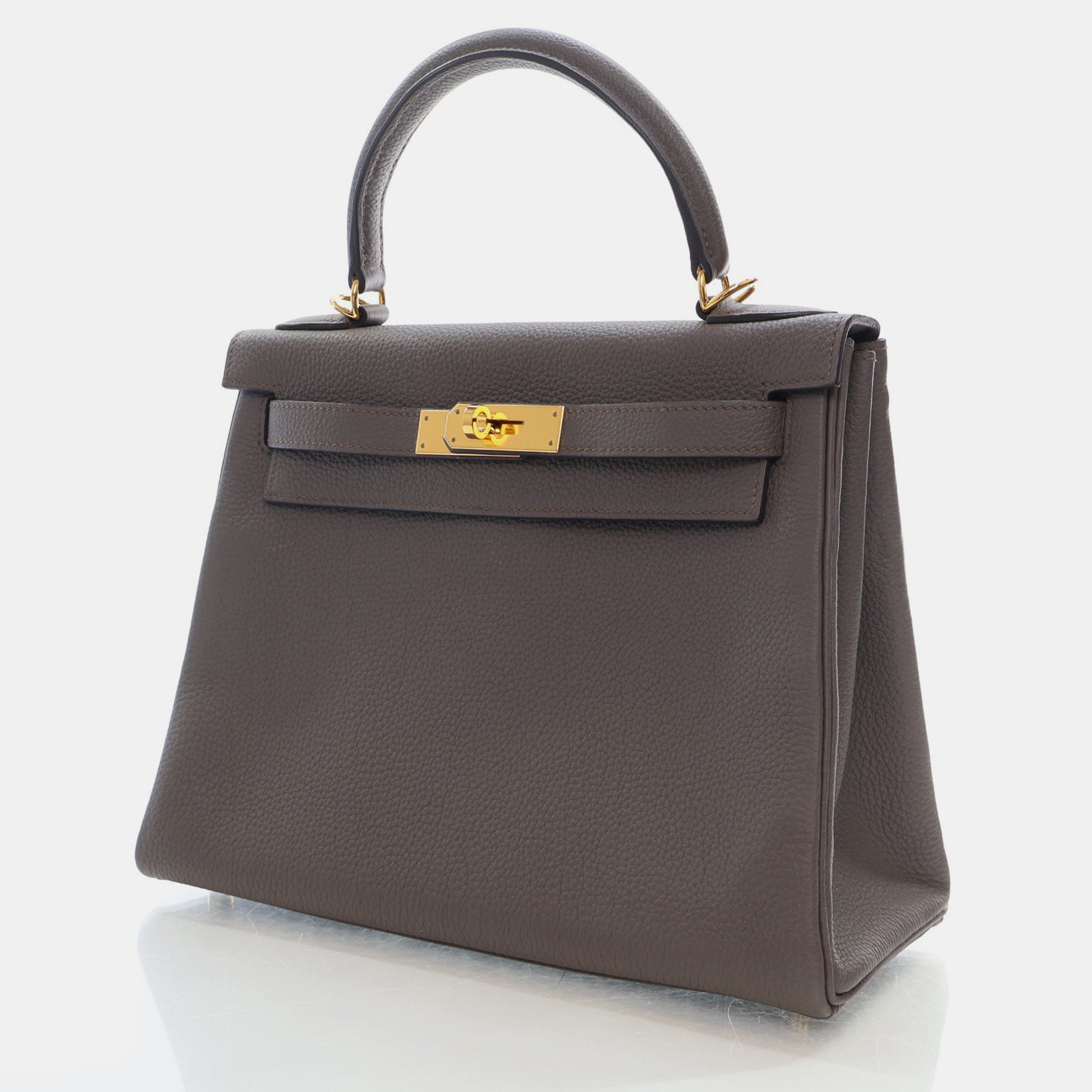 Hermes Gris Etain Togo Kelly 28 Handbag