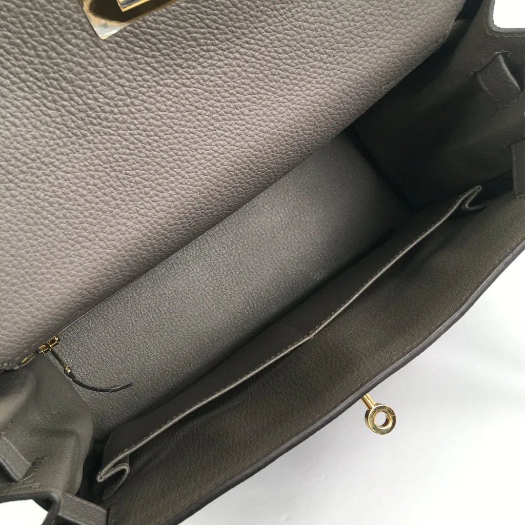 Hermes Gris Etain Togo Kelly 28 Handbag