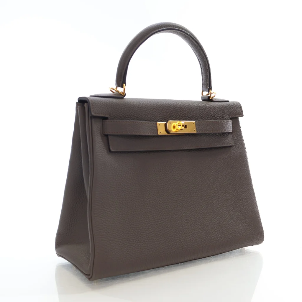 Hermes Gris Etain Togo Kelly 28 Handbag