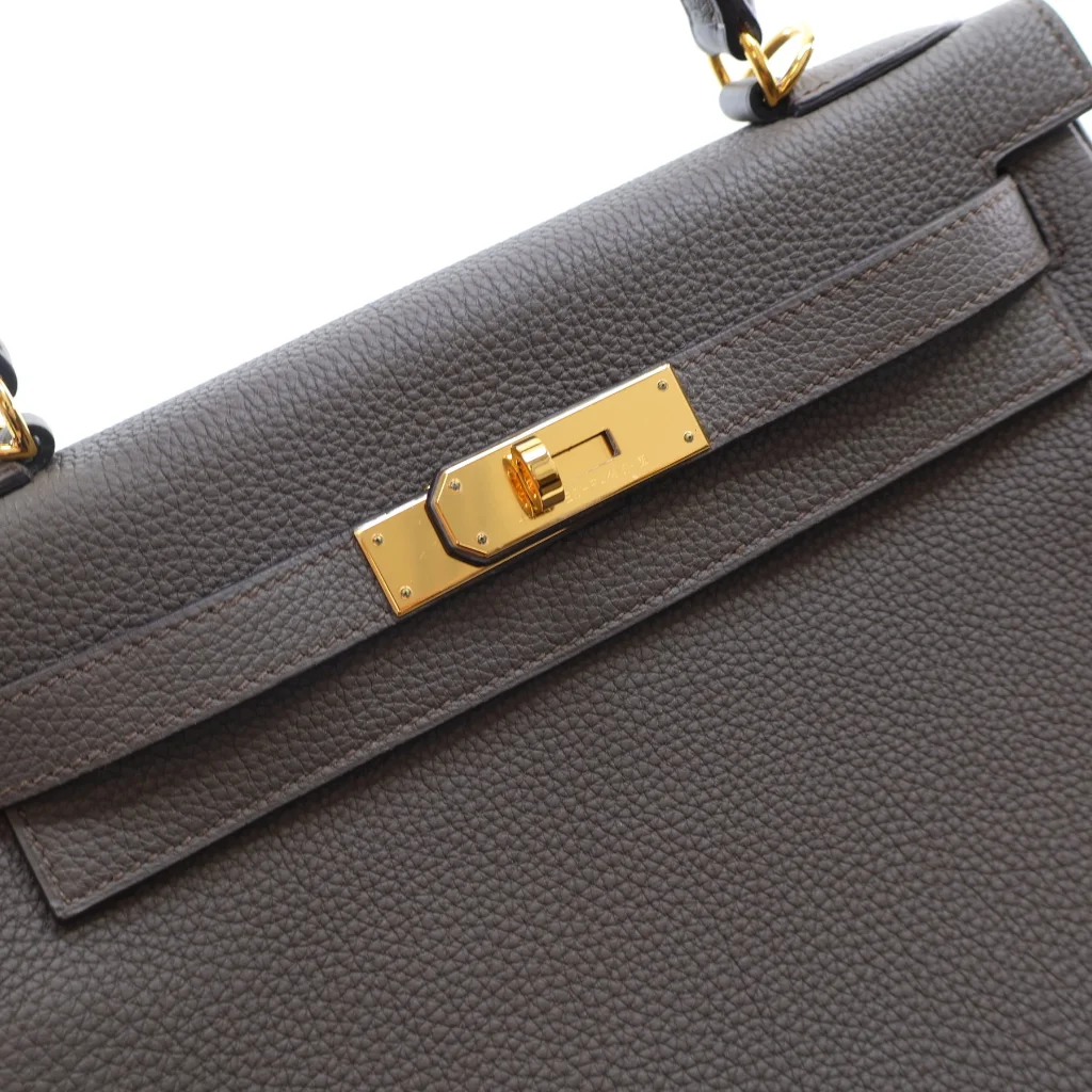 Hermes Gris Etain Togo Kelly 28 Handbag