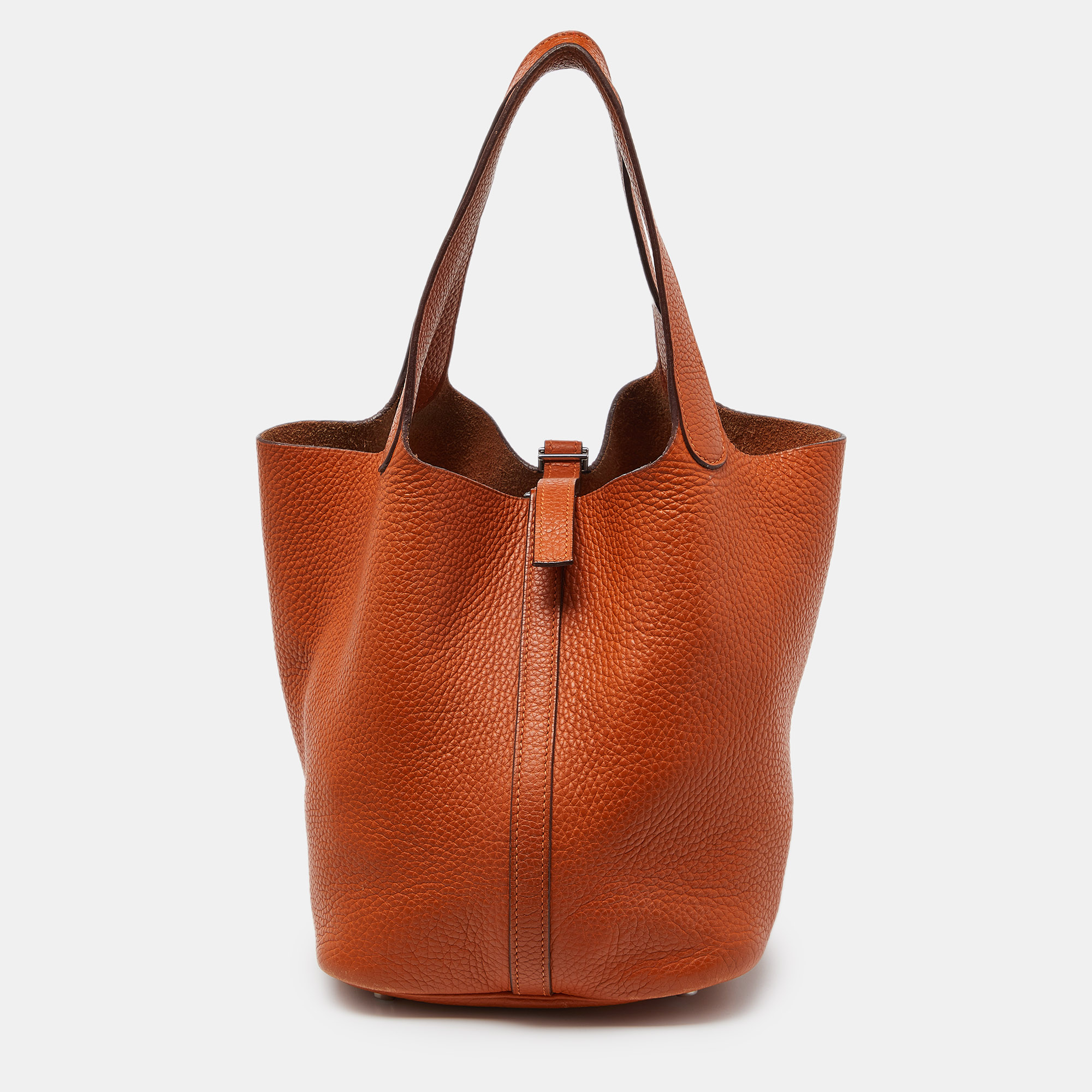 Hermes herm&egrave;s orange taurillon clemence leather picotin lock 22 bag