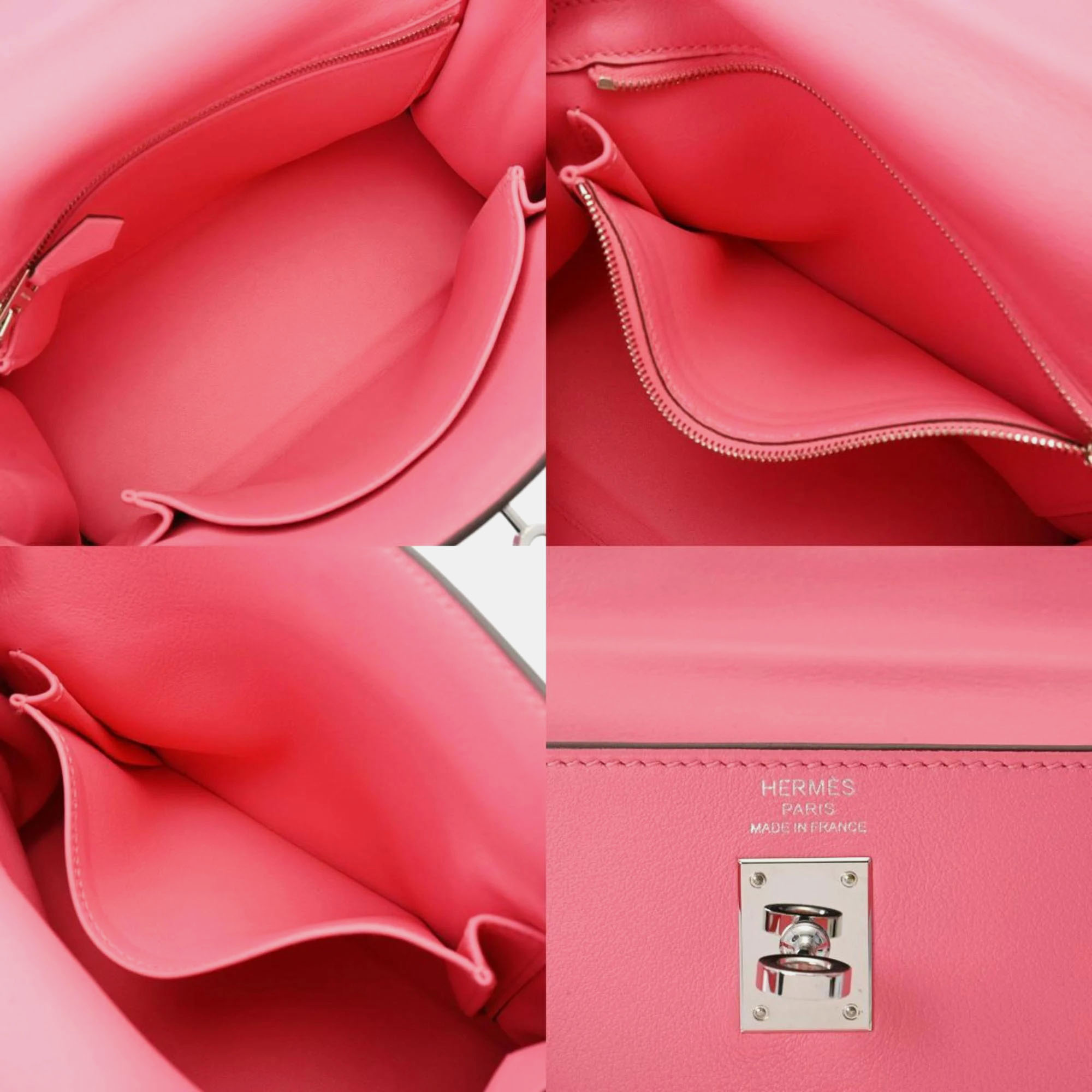 Hermes Rose Azalee Togo Leather Kelly 28 Tote Bag