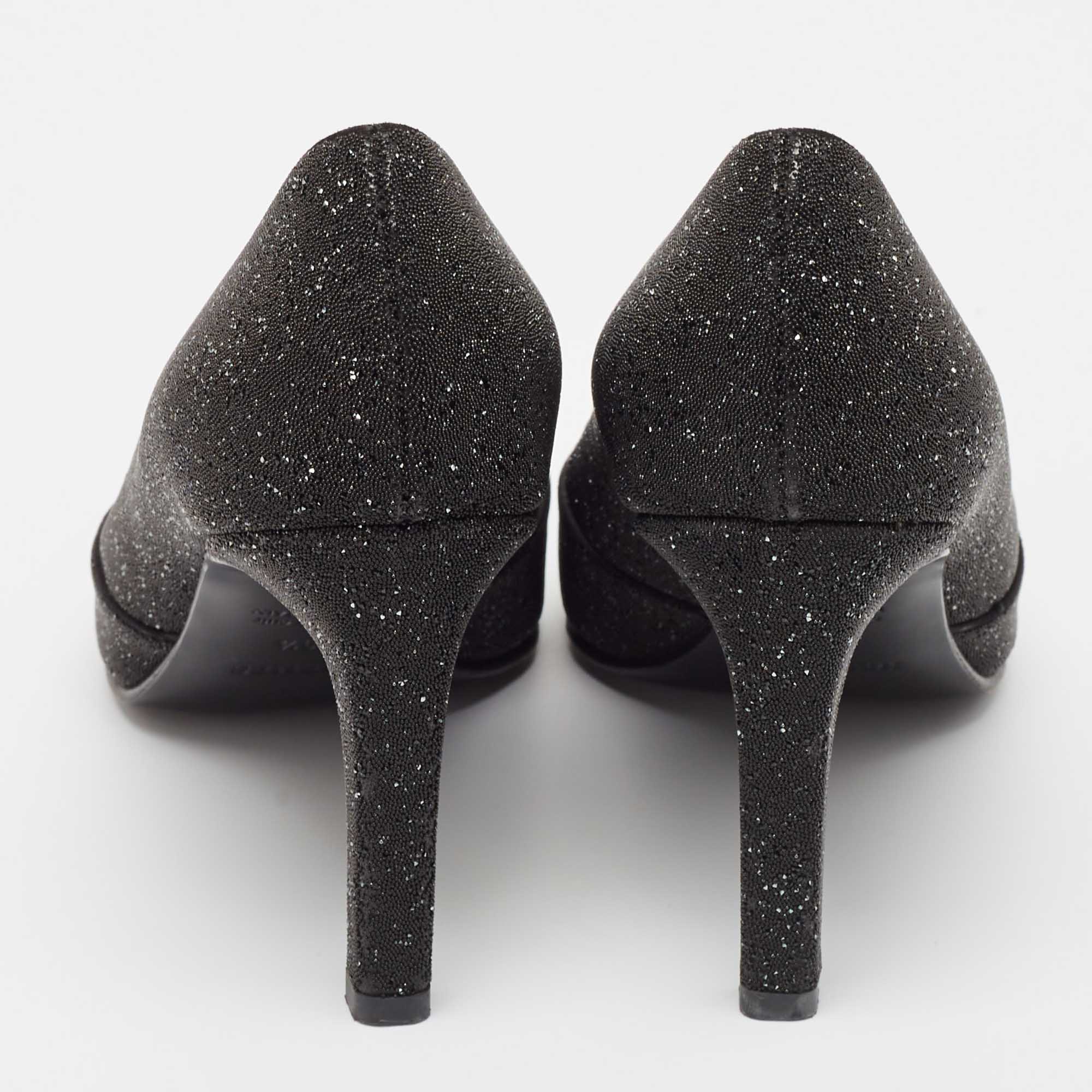 Hermes Black Crystal Round Toe Pumps Size 39.5