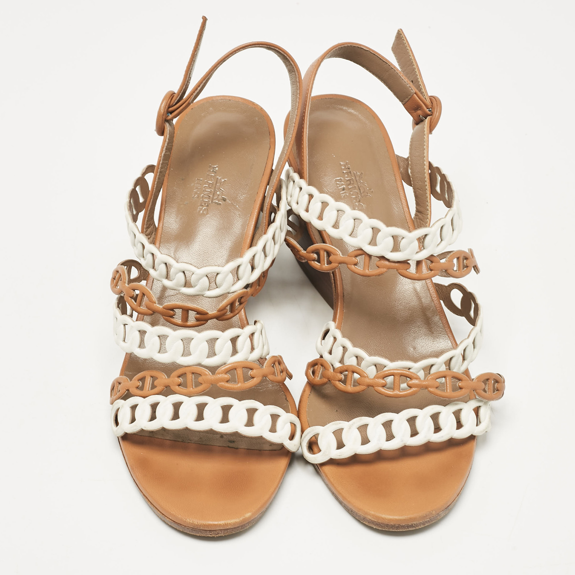 Hermes Brown Leather Romy Ankle Strap Sandals Size 39