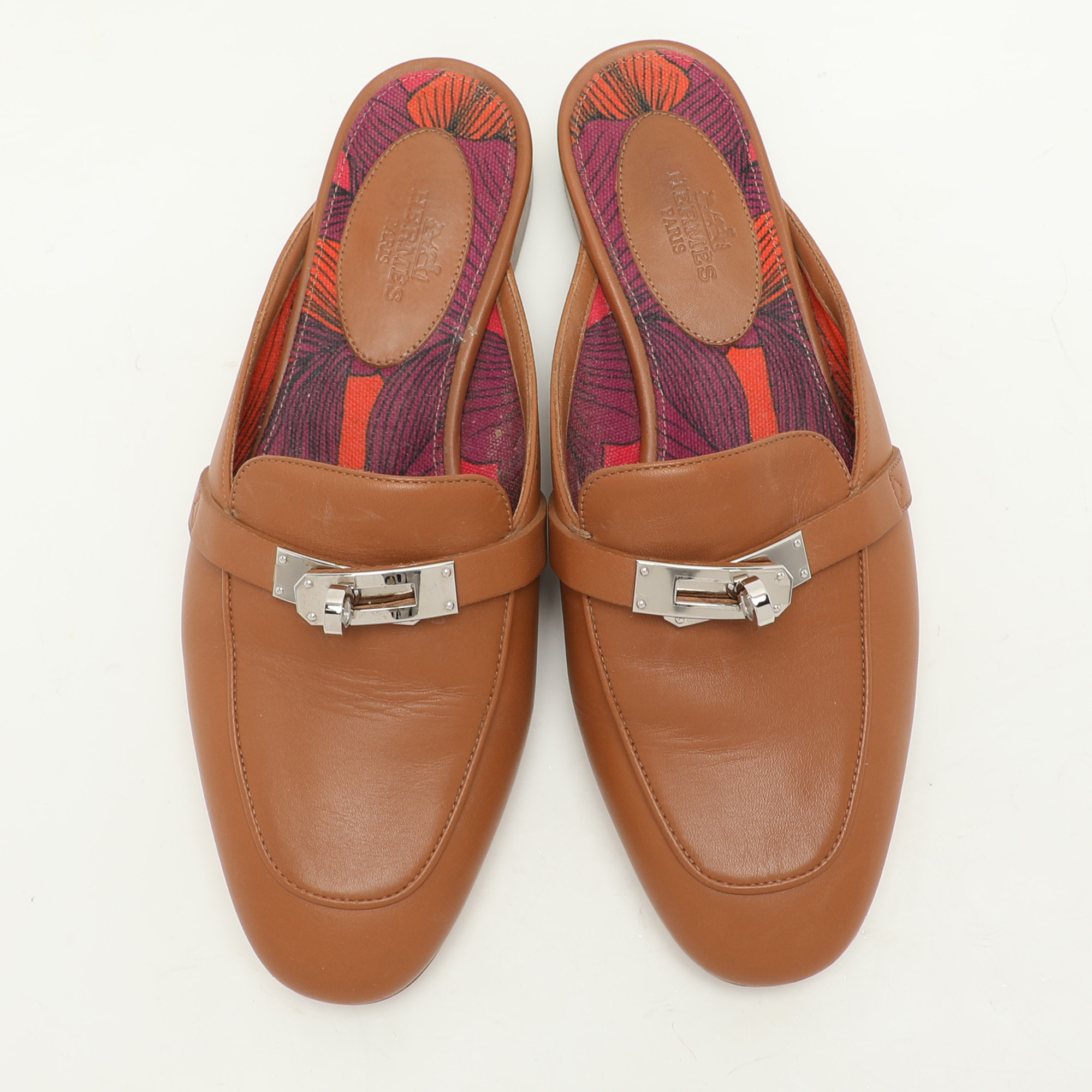 Hermes Brown Leather Oz Mules Size 35