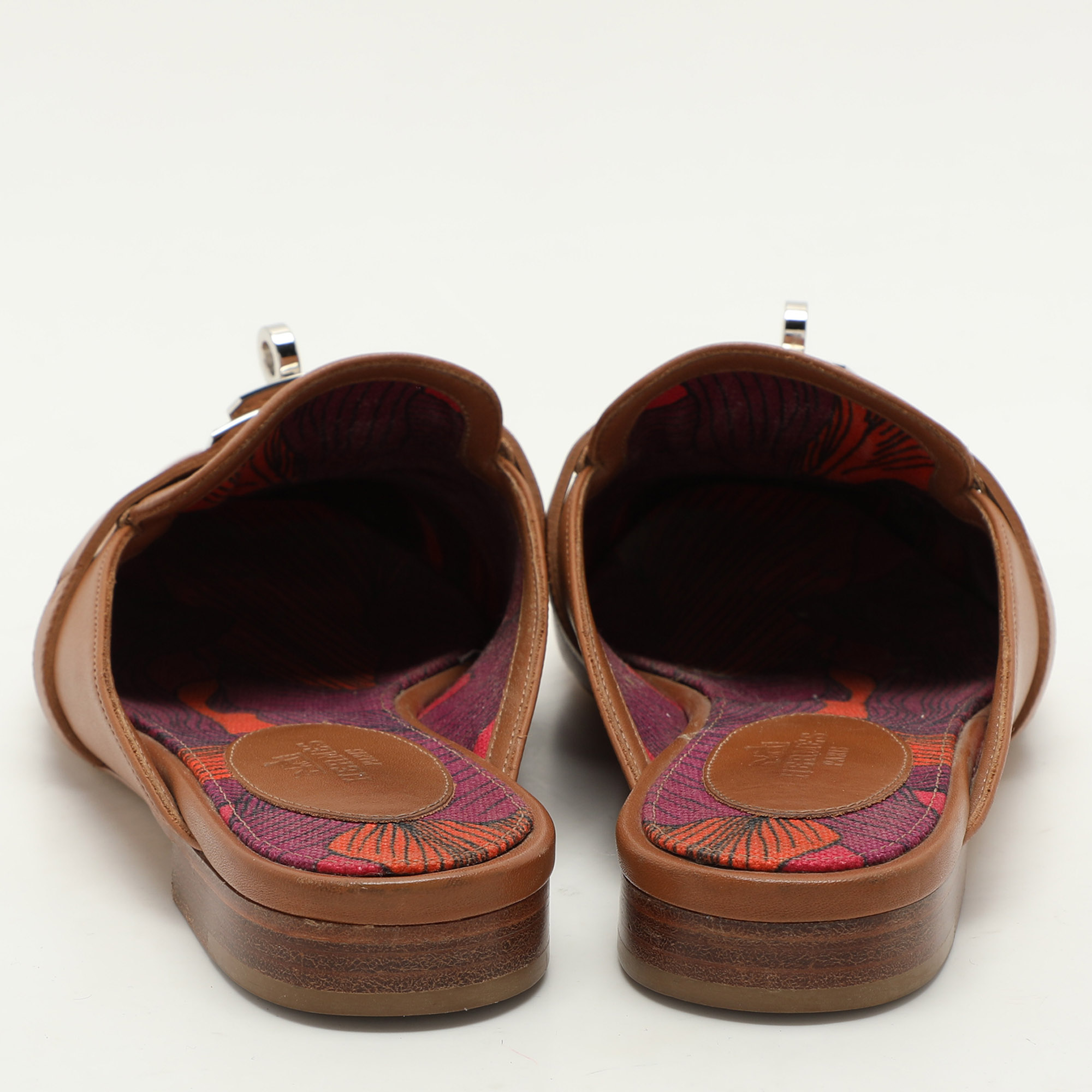 Hermes Brown Leather Oz Mules Size 35