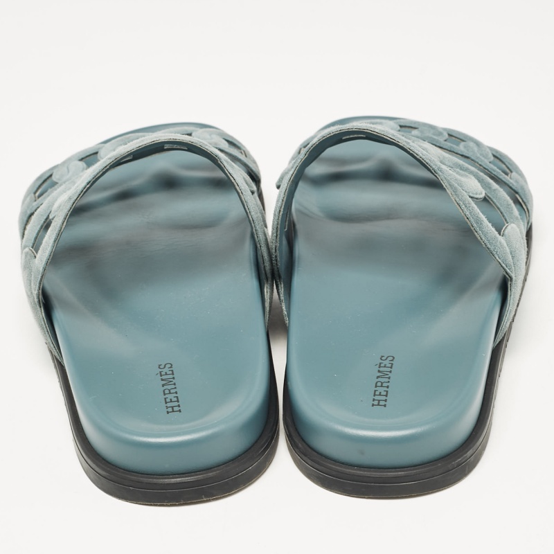 Hermes Grey Suede Extra Slides Size 39.5